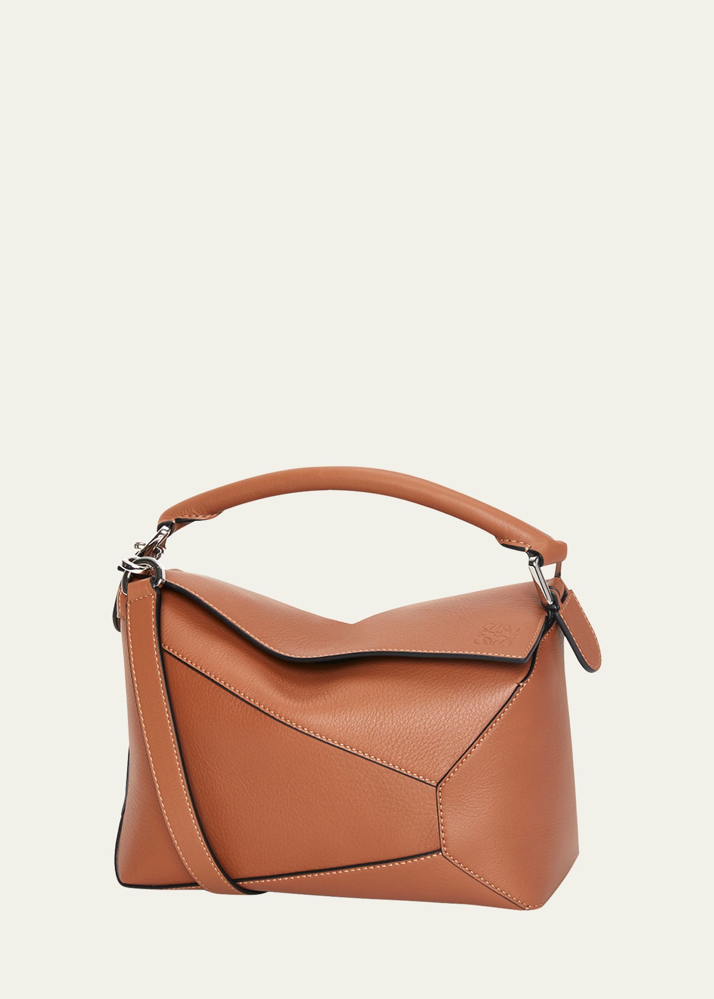 Puzzle Edge Small Top-Handle Bag in Leather