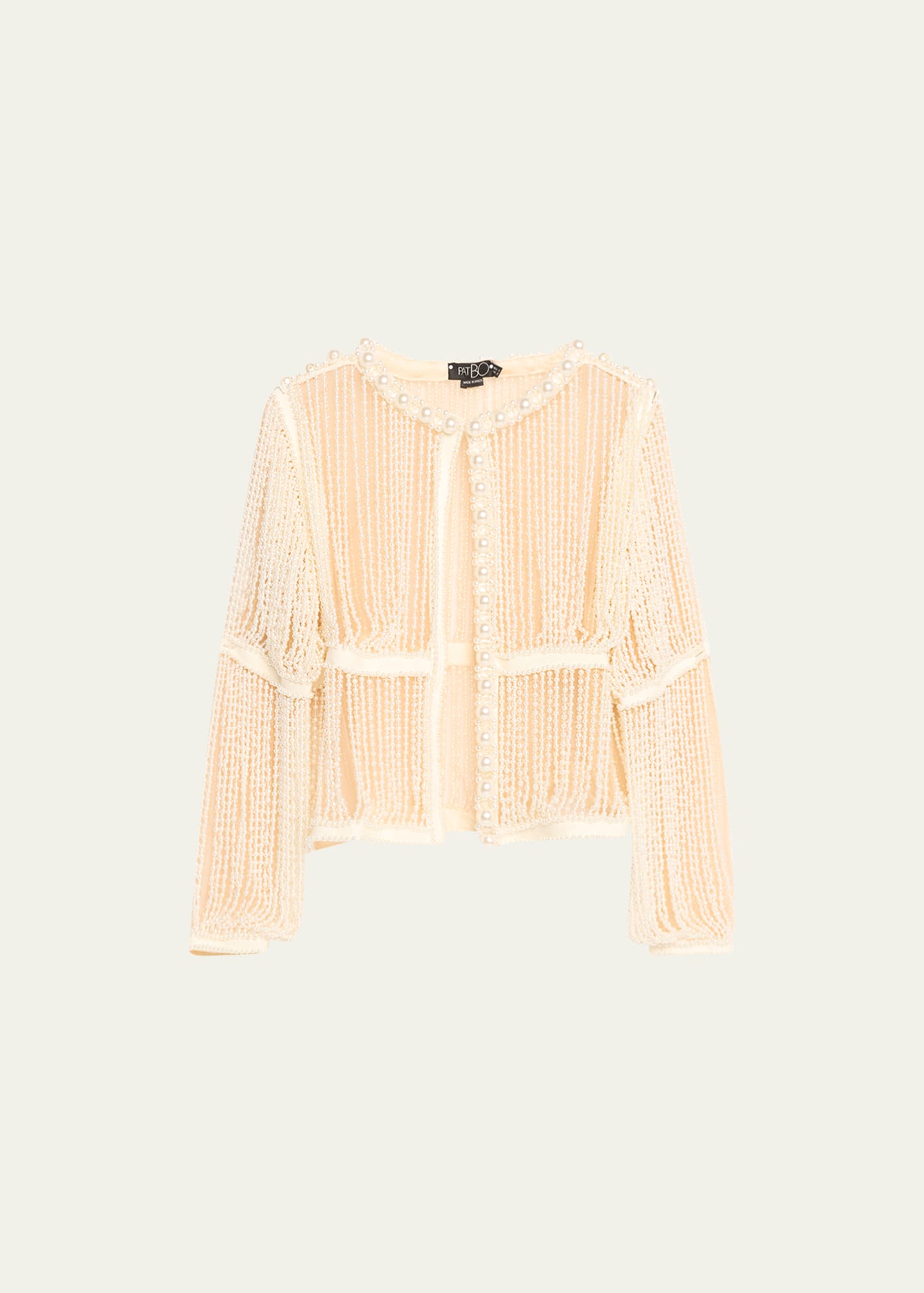 Shop Patbo Fully-beaded Faux Pearl Jacket In White
