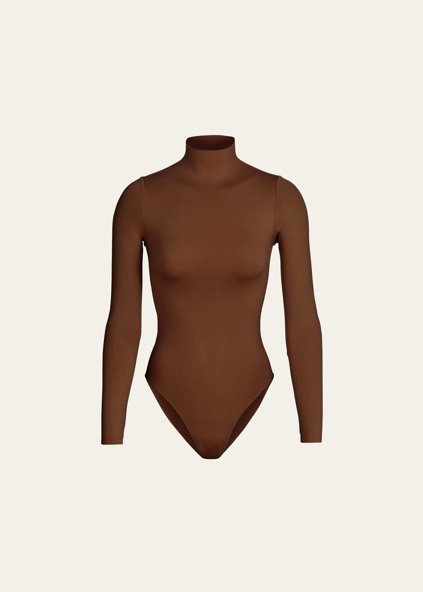 Shop Skims Essential Smoothing Mock-neck Bodysuit In Cocoa