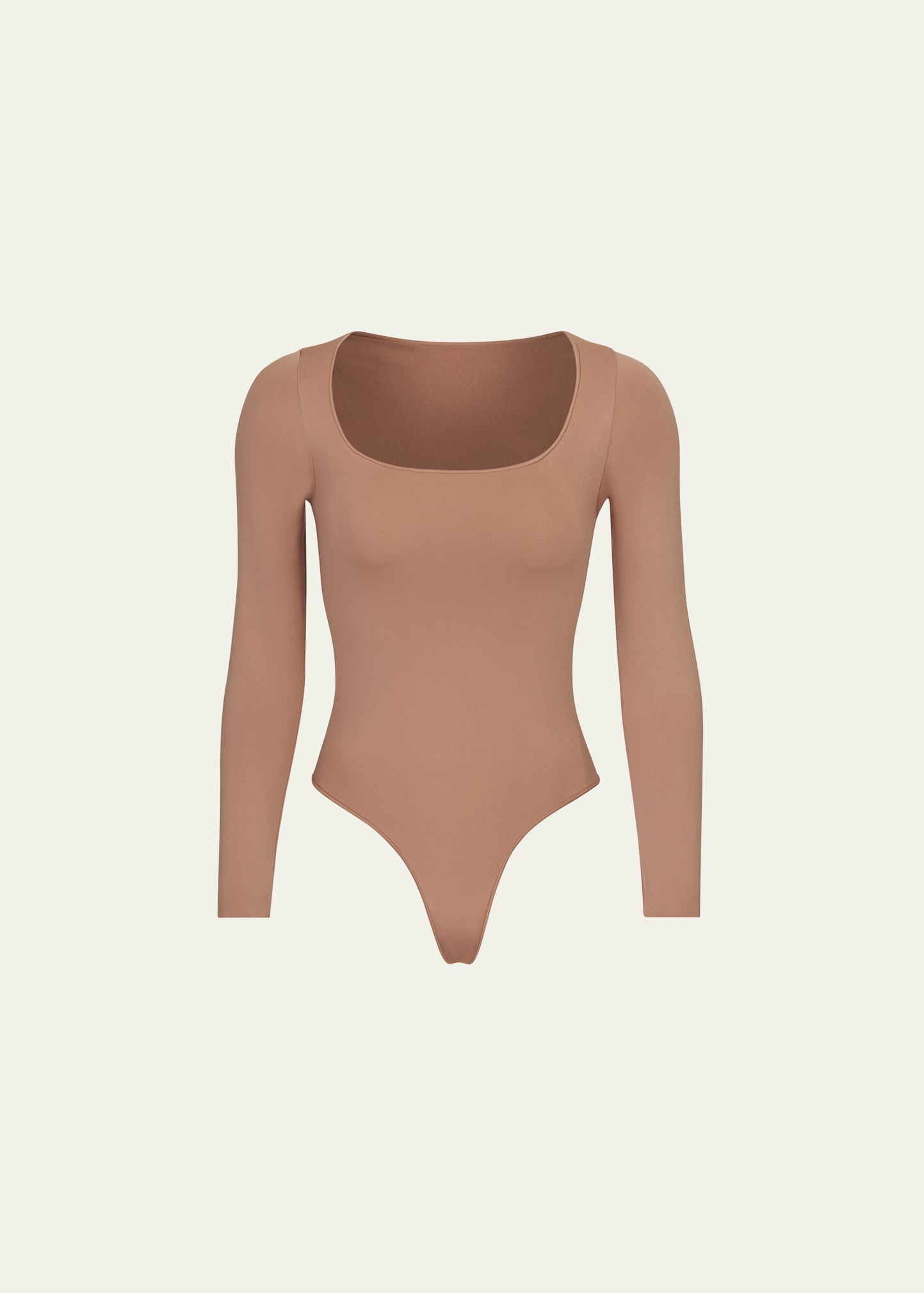 Skims Smoothing Scoop-neck Thong Bodysuit In Sienna