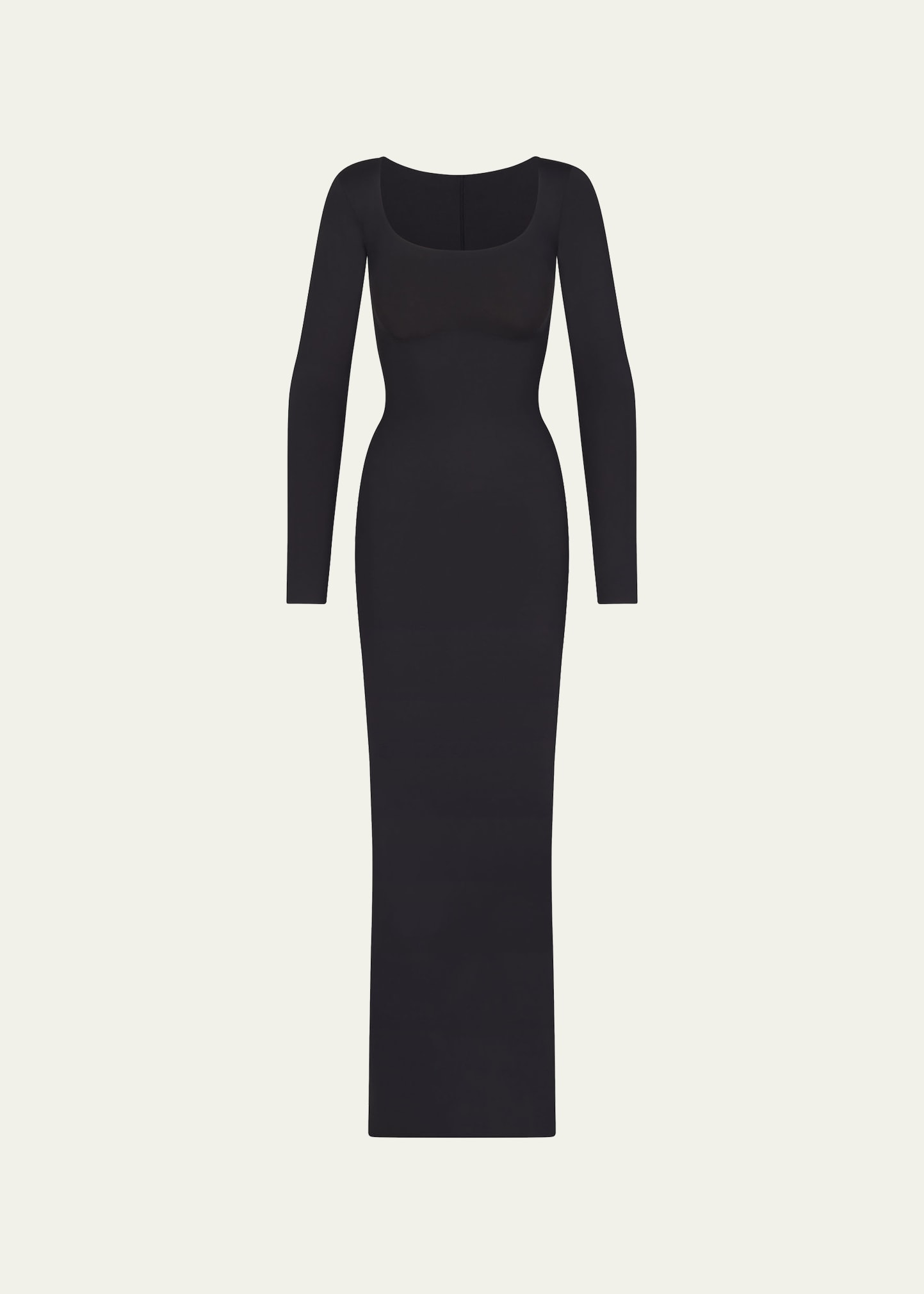 Skims Black Soft Lounge Long Sleeve Maxi Dress In Onyx