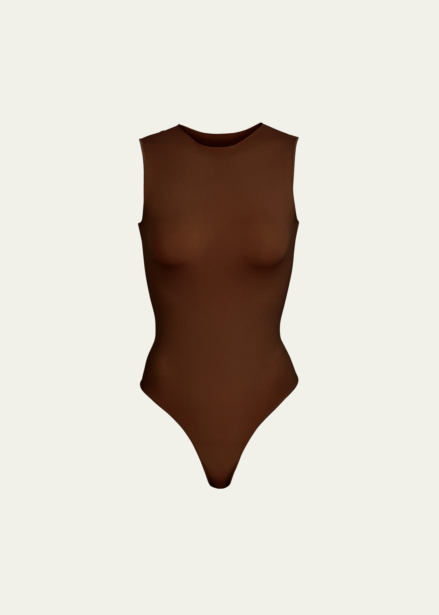 Skims Brown Disco Sleeveless Bodysuit In Cocoa