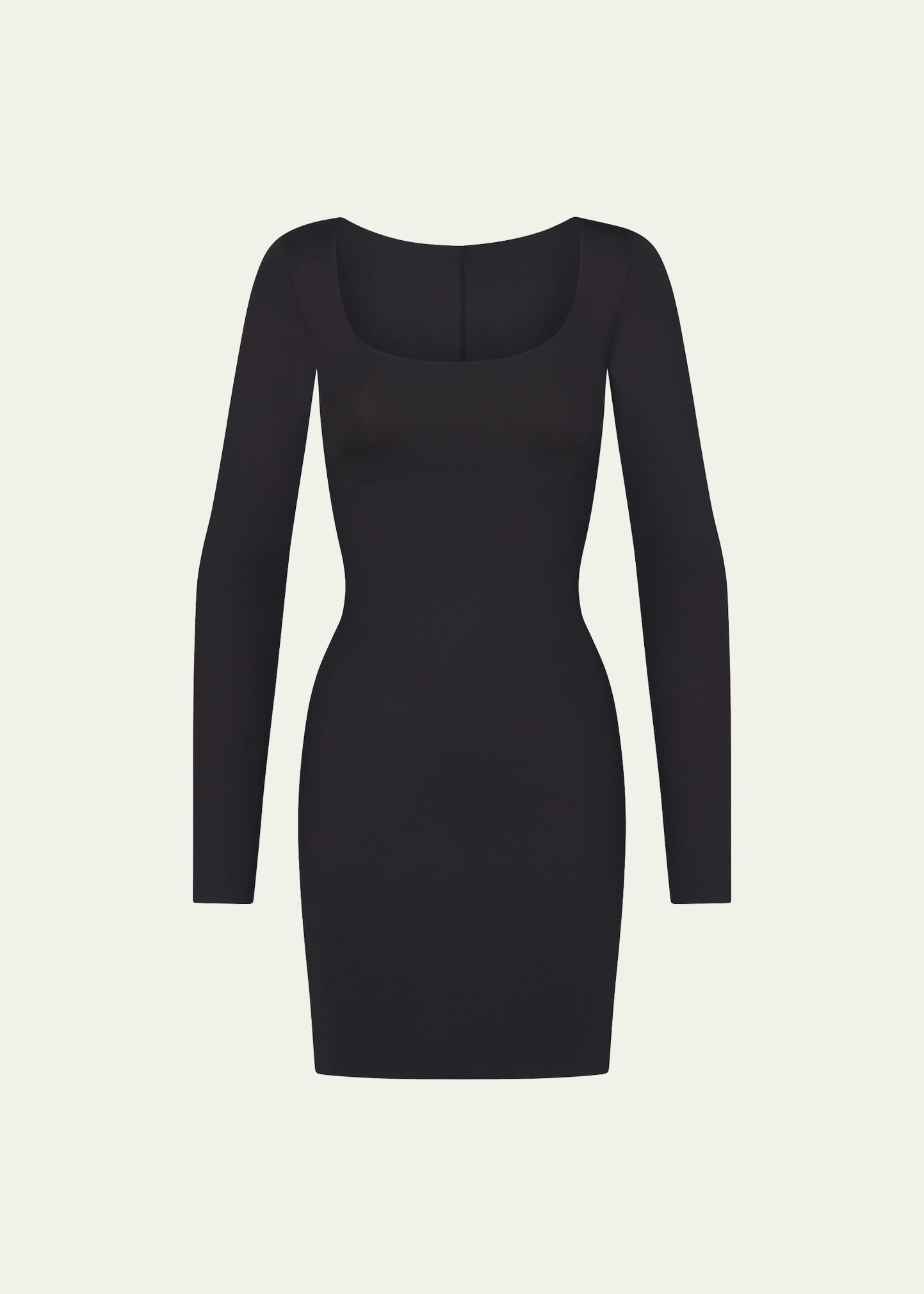 Shop Skims Body Long-sleeve Scoop-neck Mini Dress In Onyx