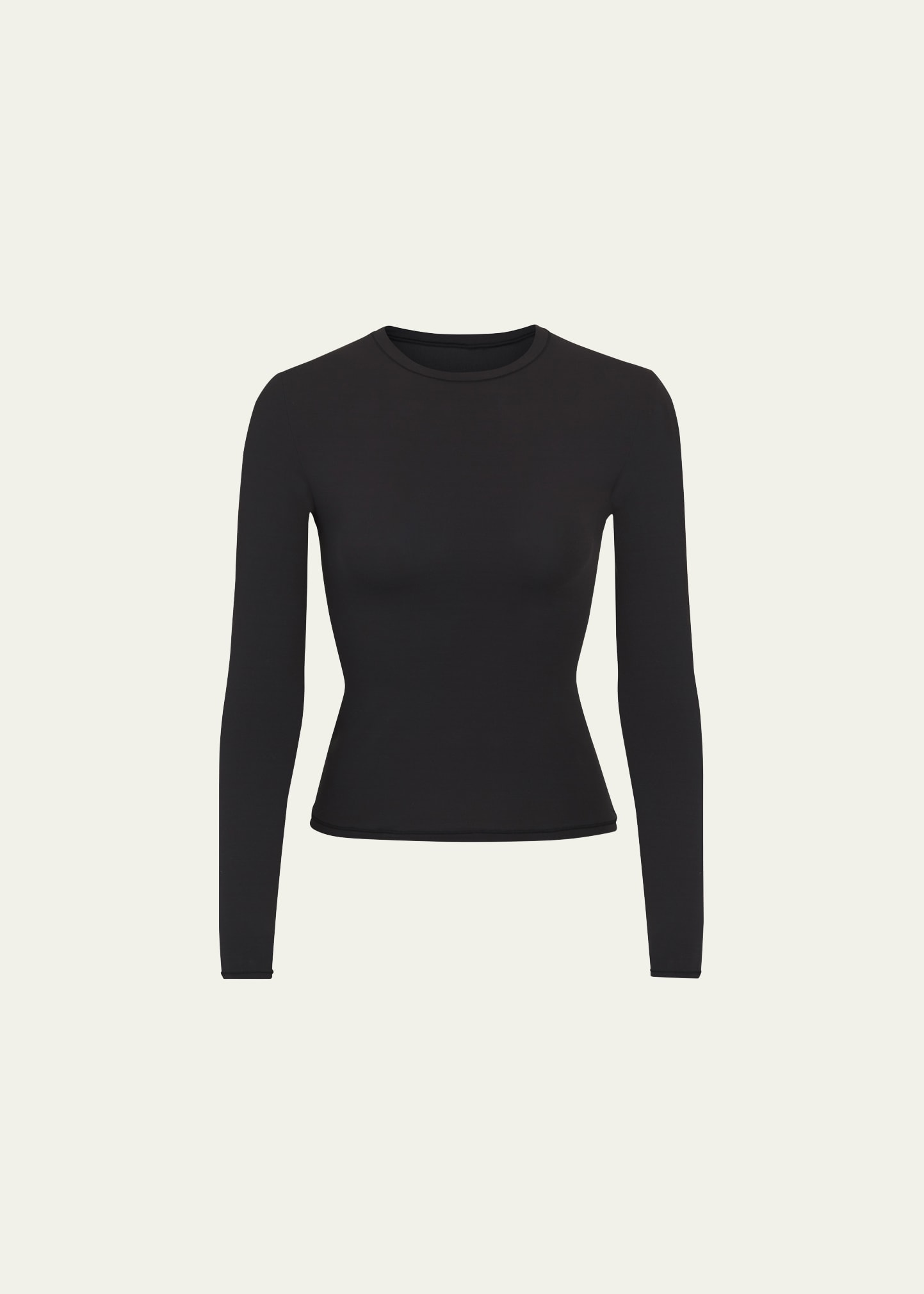 Skims Fits Everybody Long-sleeve Crewneck T-shirt In Onyx