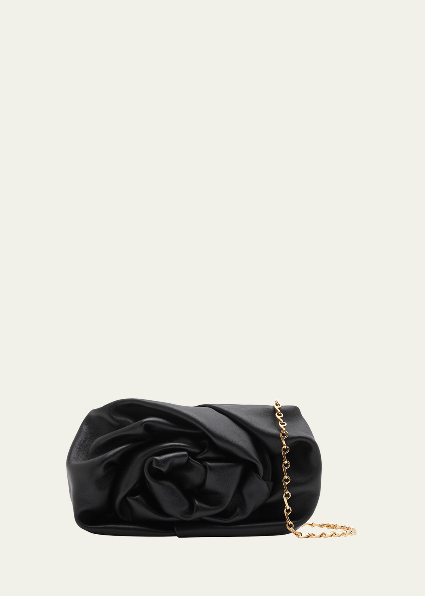 Burberry Rose Soft Leather Clutch Bag With Chain Strap In Black
