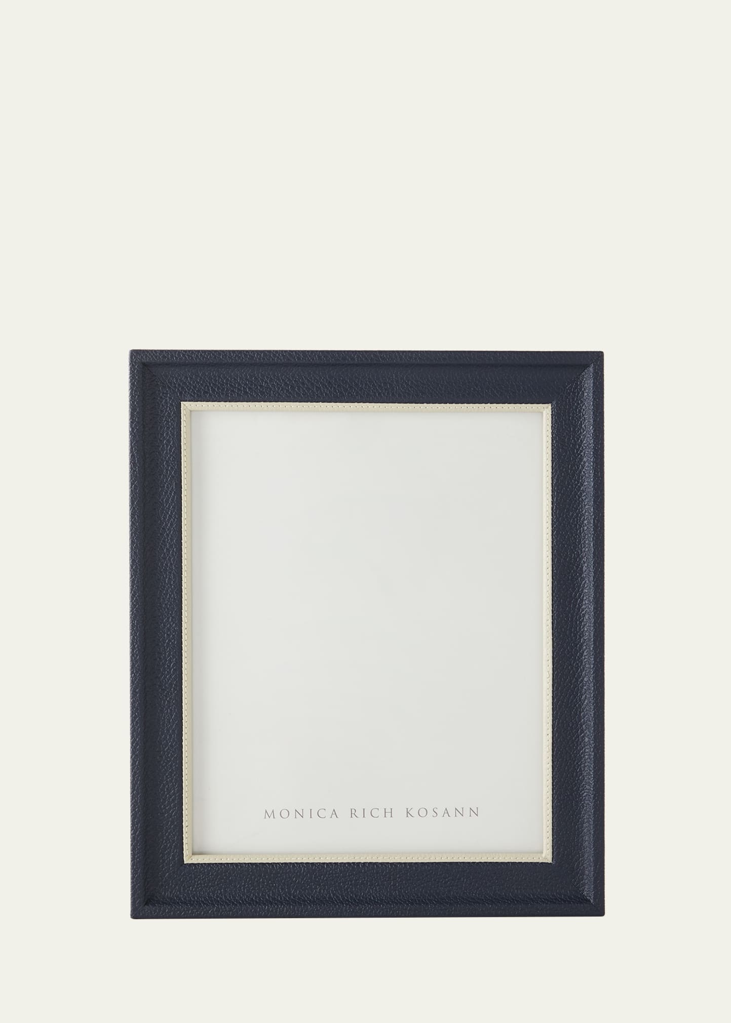Monica Rich Kosann Navy Leather Frame With Cream Accent, 8" X 10" In Multi