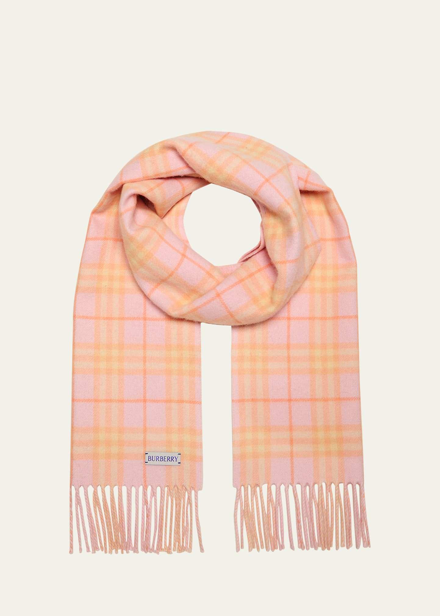 Shop Burberry Reversible Vintage Check Cashmere Scarf In Cameo