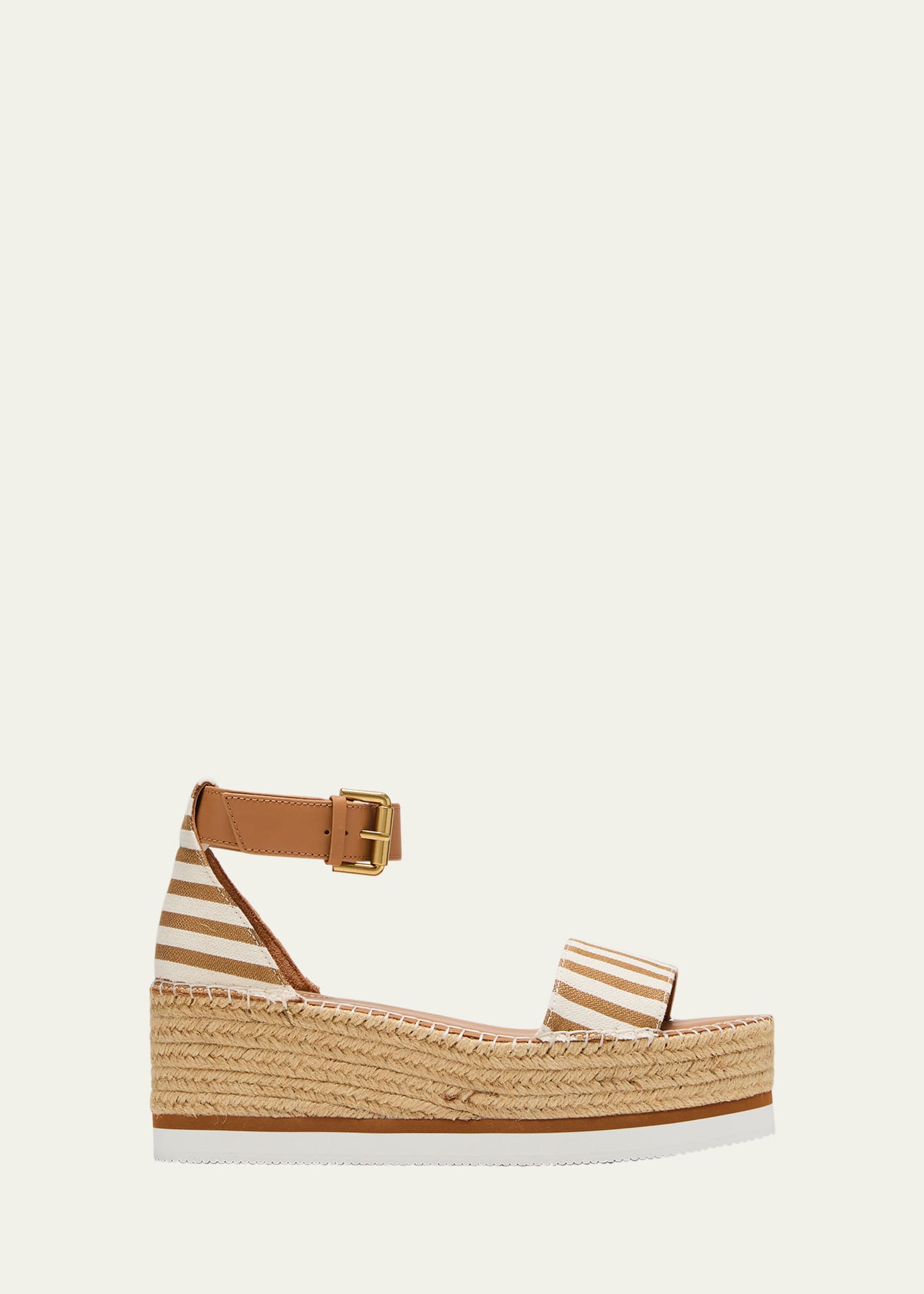 Shop See By Chloé Glyn Stripe Flatform Espadrille Sandals In Tan