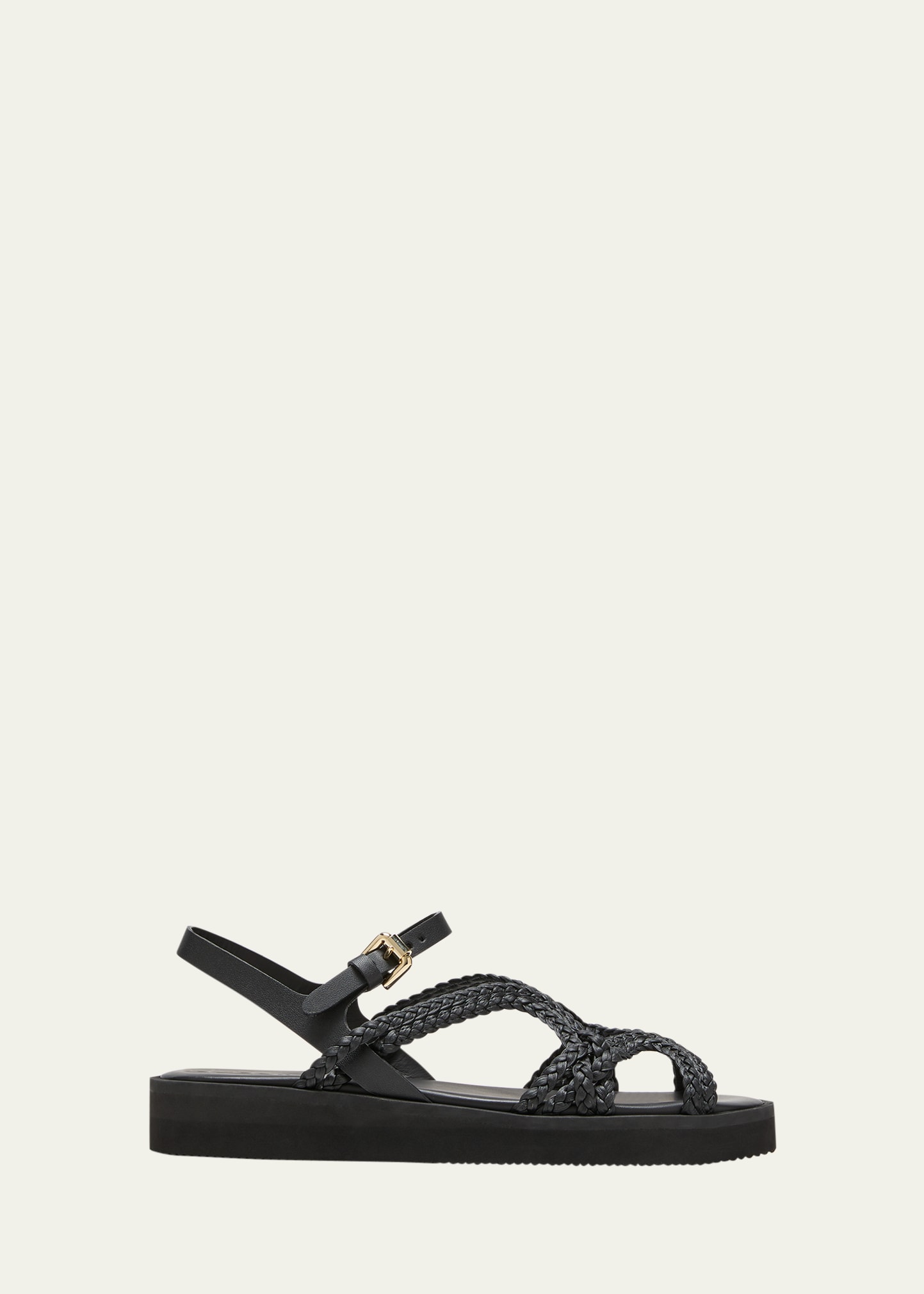 Shop See By Chloé Sansa Braided Ankle-strap Sandals In Black