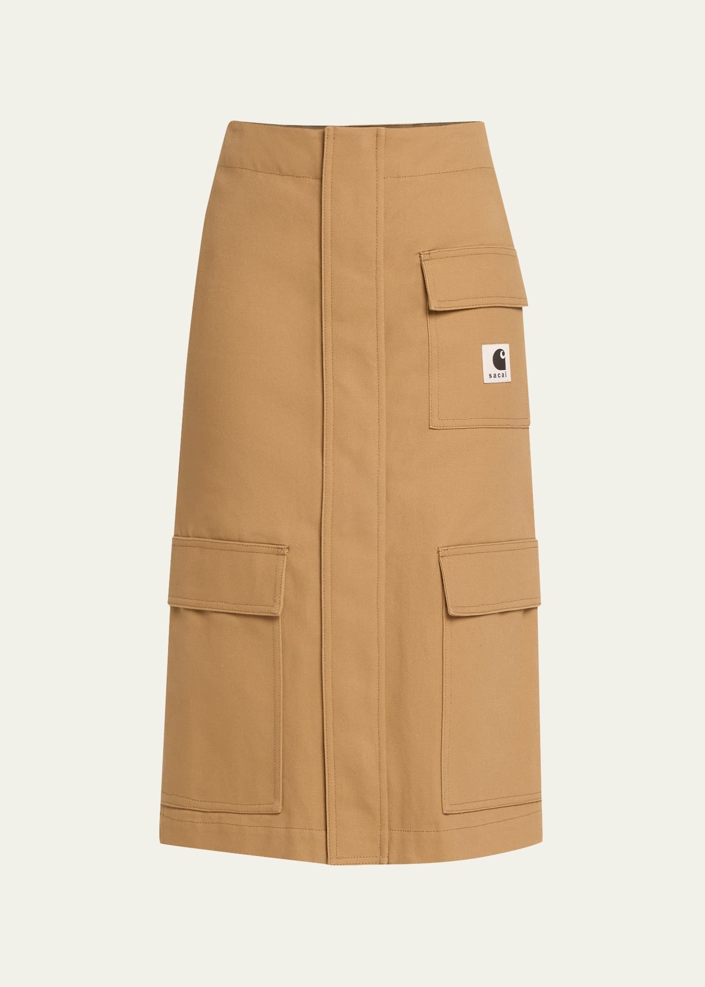 Shop Sacai X Carhartt Cargo Pocket Pencil Midi Skirt In Beige