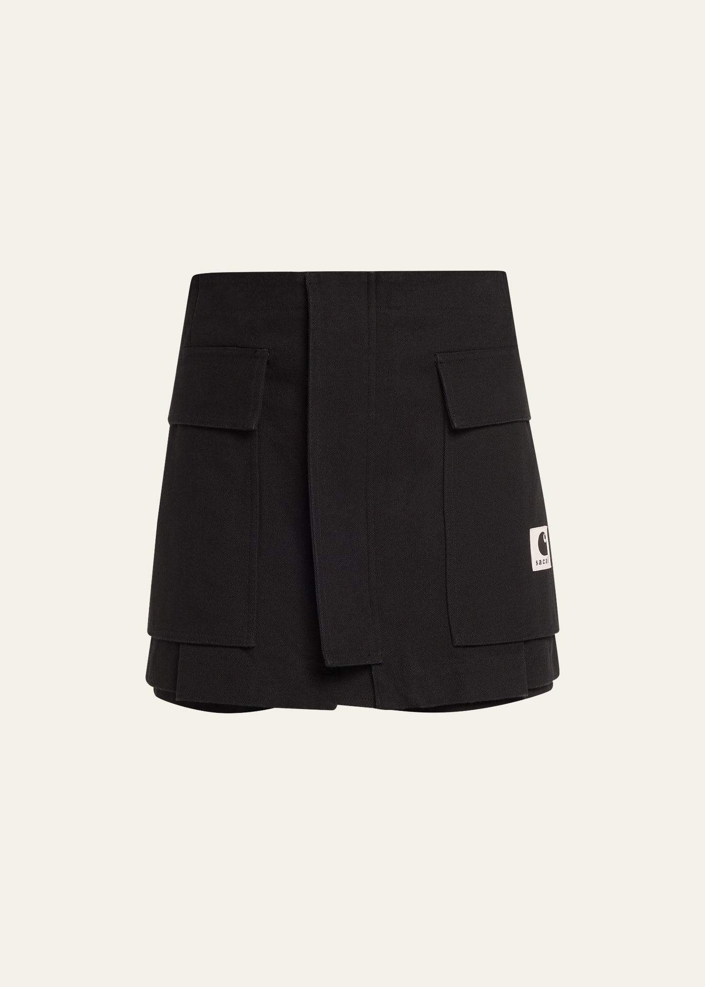 Shop Sacai X Carhartt Cargo Foldover Shorts In Black