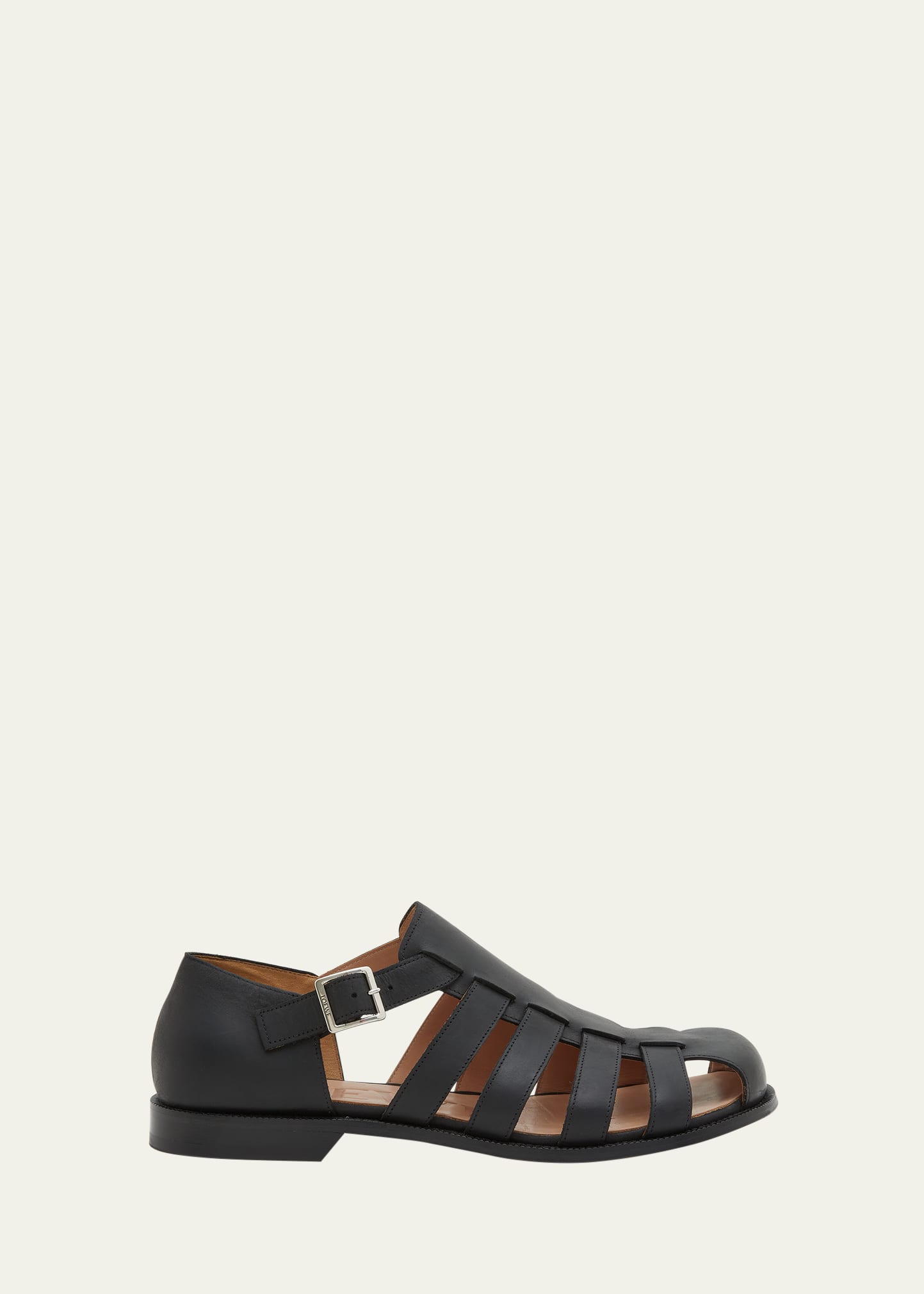 Shop Loewe Men's Campo Leather Mary Jane Sandals In Black
