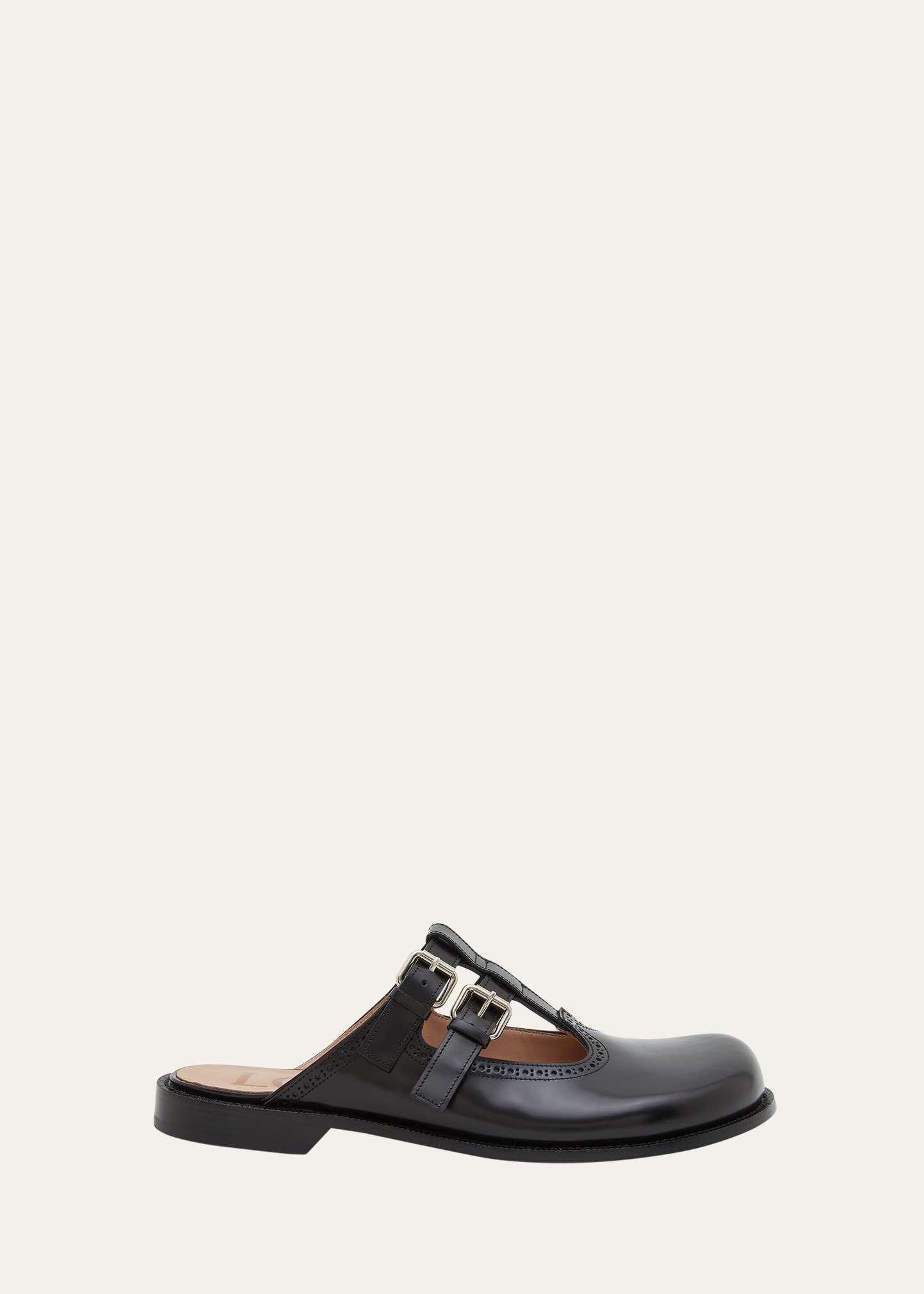 Shop Loewe Men's Campo Leather Mary Jane Mules In Black