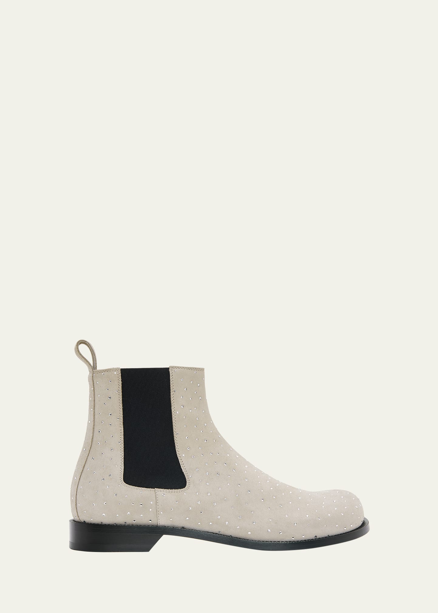 Loewe Men's Campo Suede And Crystal Chelsea Boots In Ecru