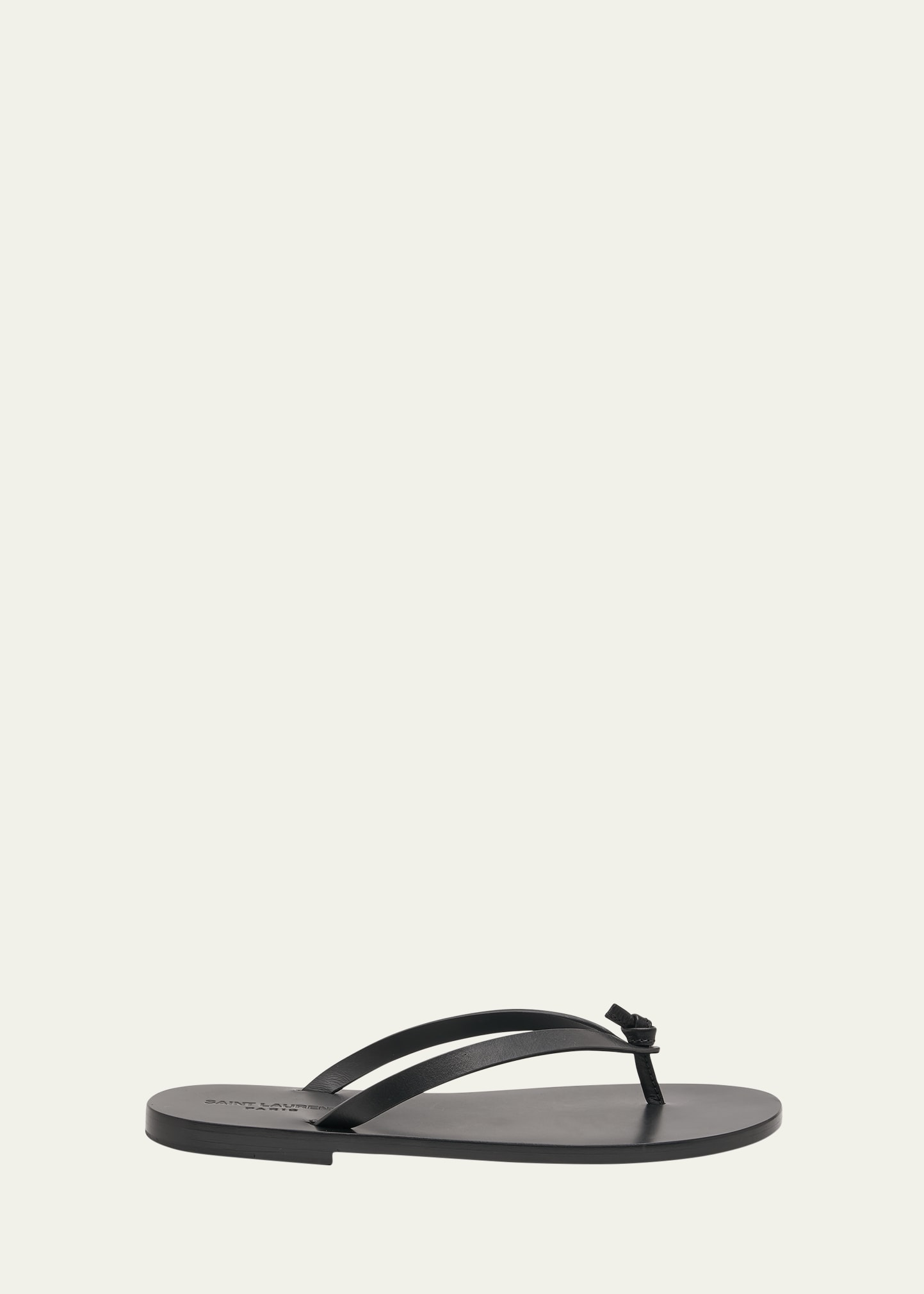 Shop Saint Laurent Men's Pepe 05 Leather Thong Sandals In Black