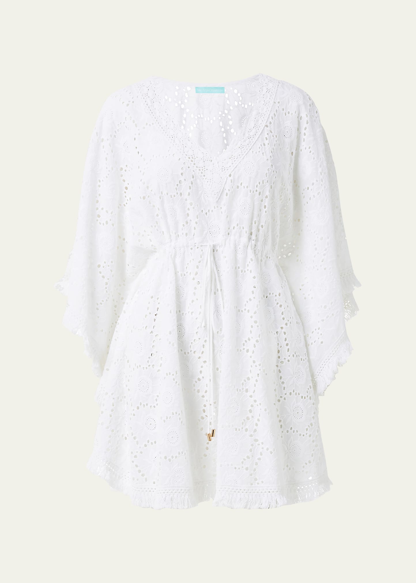 Melissa Odabash Ivy Lace Crochet Fringe-trim Mini Dress In White