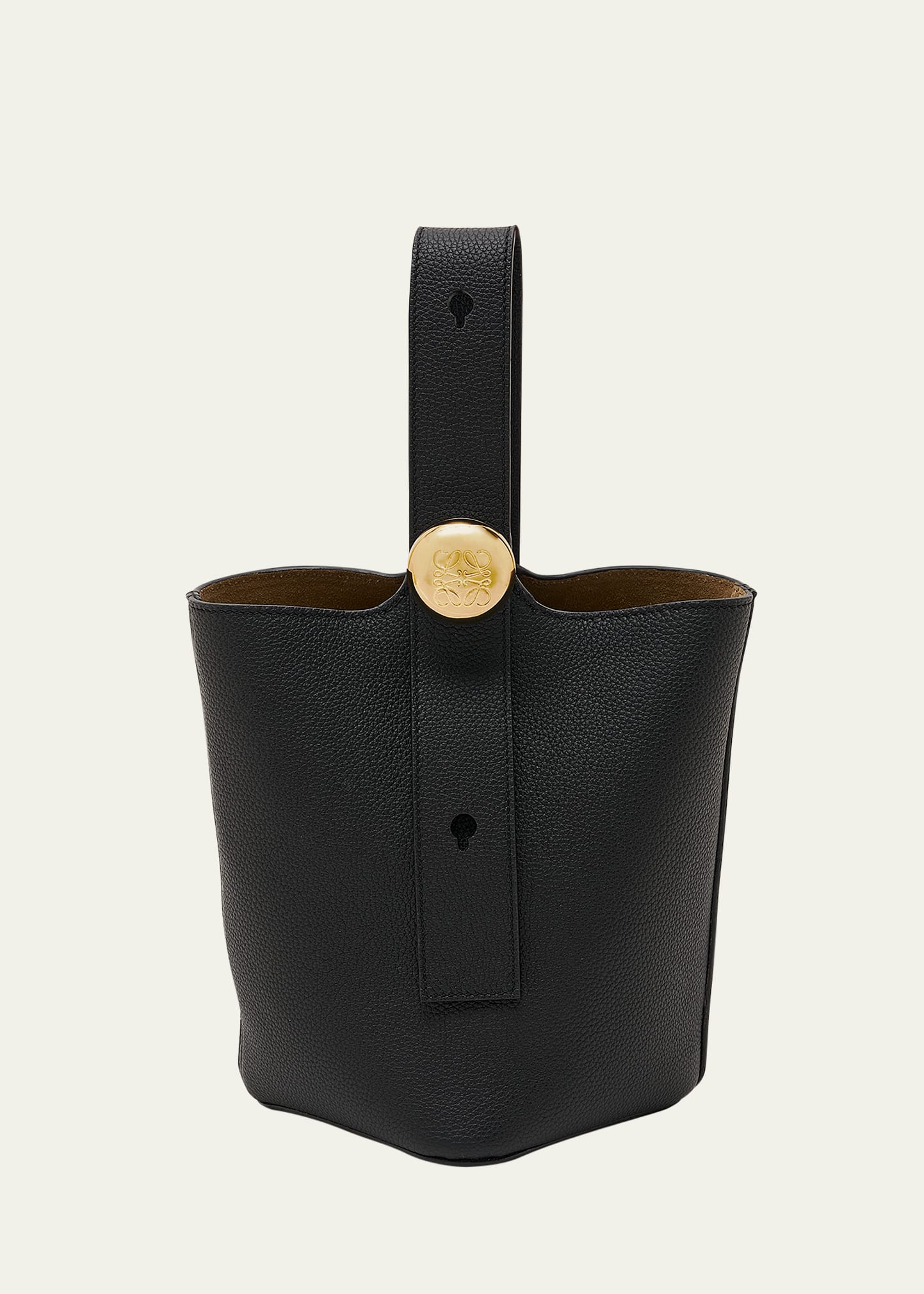 Loewe Mini Pebbled Leather Bucket Bag In Black