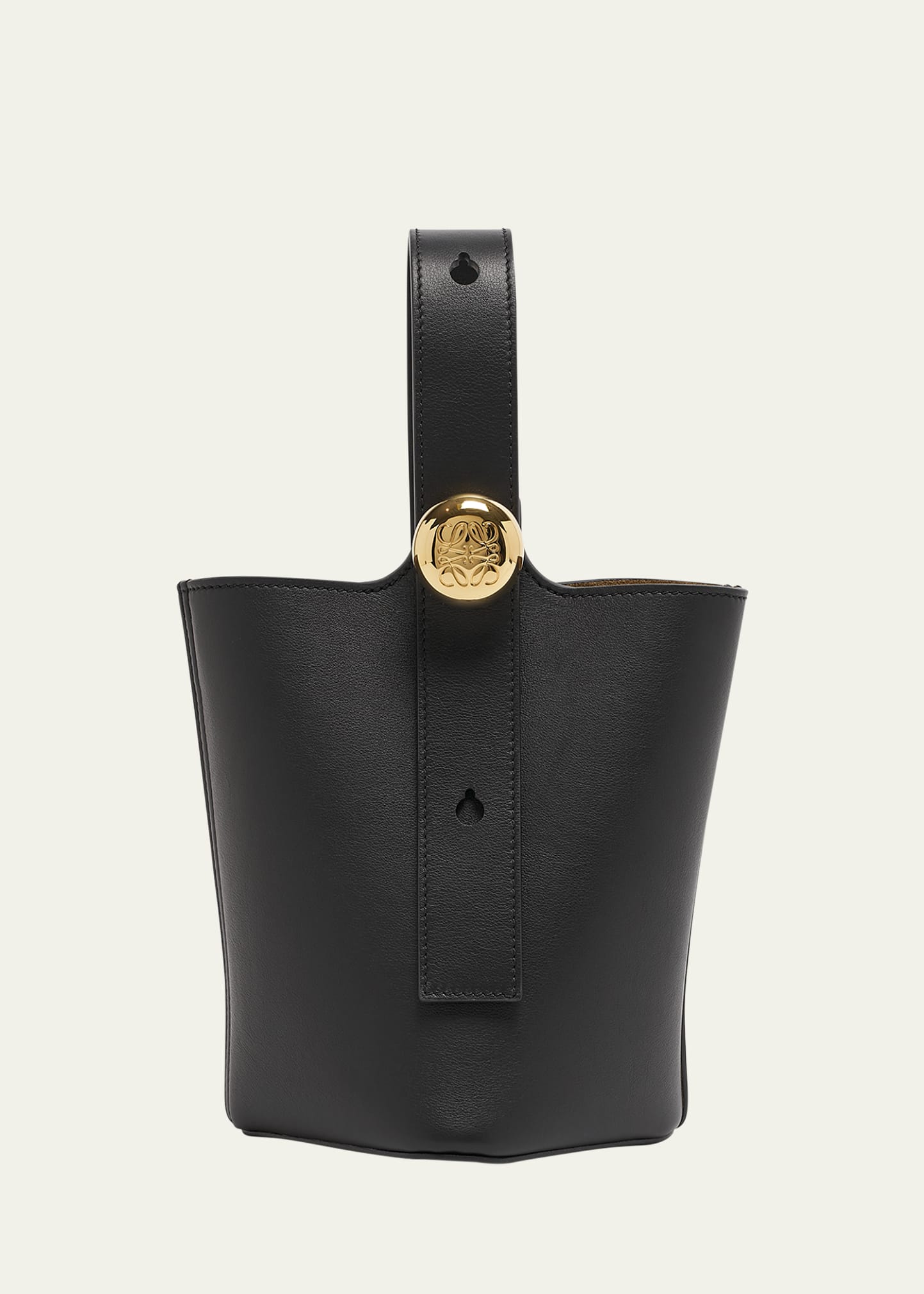 Loewe Burgundy Colour Calfskin Pebble Bucket Medium Bag In Black