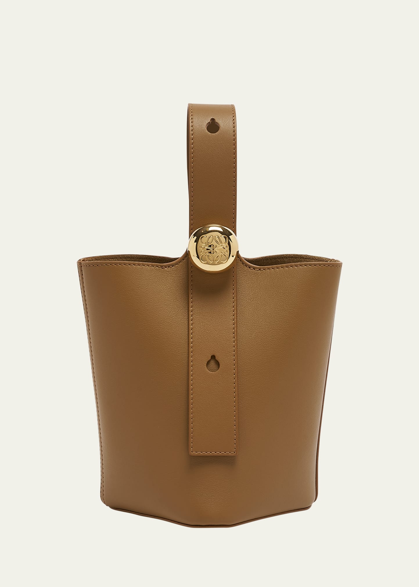 Loewe Mini Pebbled Leather Bucket Bag In Oak