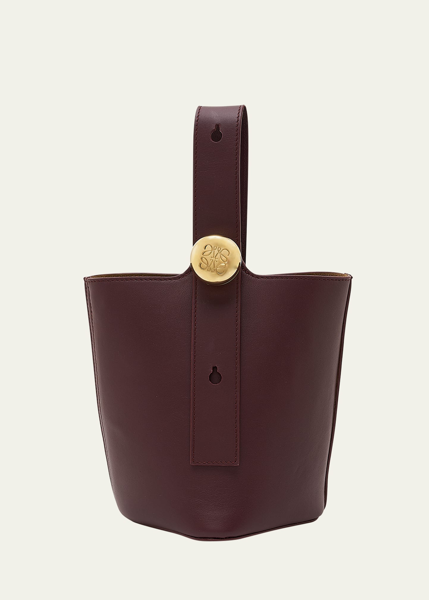 Shop Loewe Mini Pebbled Leather Bucket Bag In Dark Burgundy