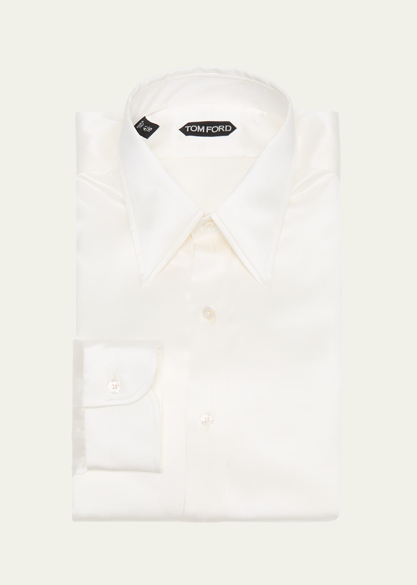 Shop Tom Ford Men's Silk Charmeuse Slim Fit Dress Shirt In Silk White