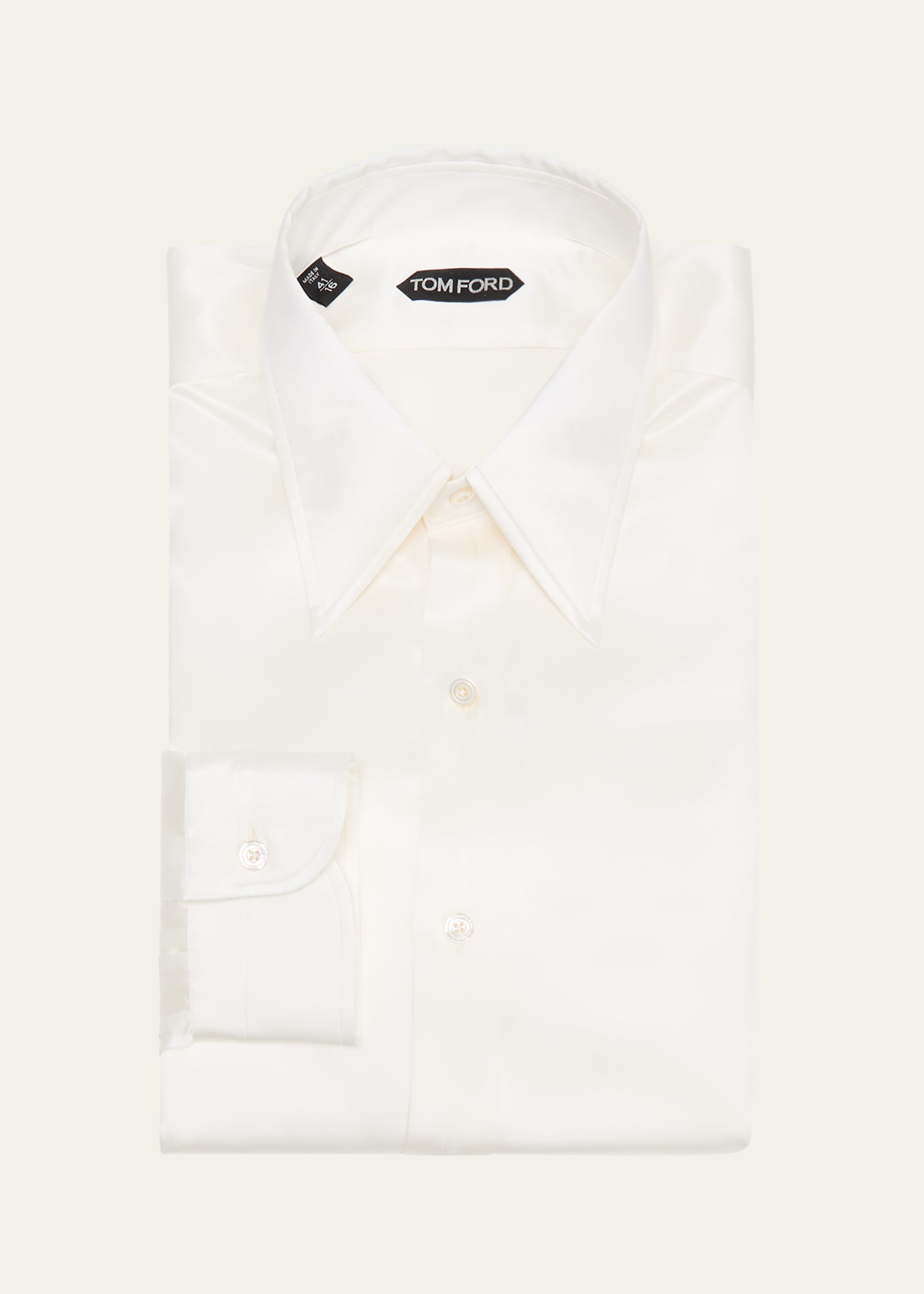Tom Ford Long-sleeve Button-up Shirt In Silk White