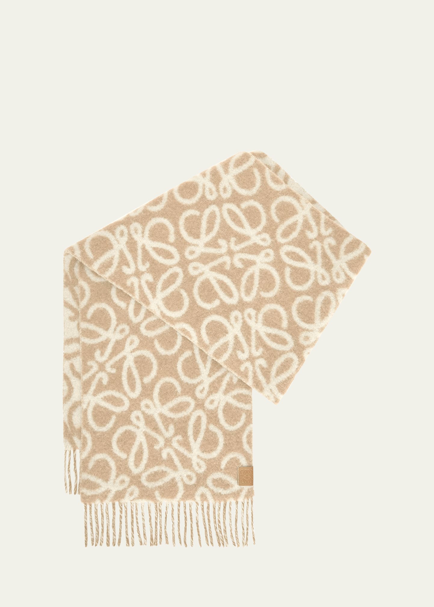 Loewe Anagram Scarf In Beige White