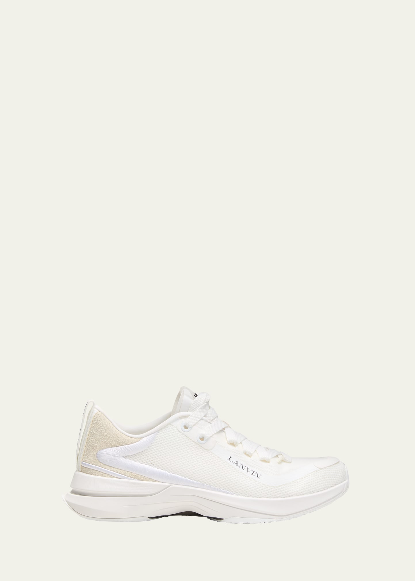 Lanvin Men's Mesh And Suede Runner Sneakers In White