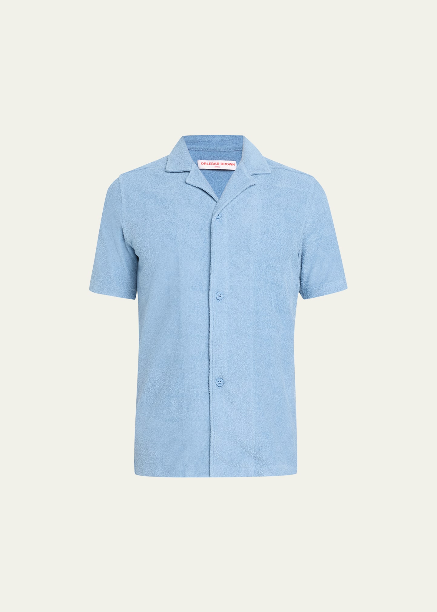 Shop Orlebar Brown Men's Howell Terry Toweling Button-down Shirt In Wish Blue