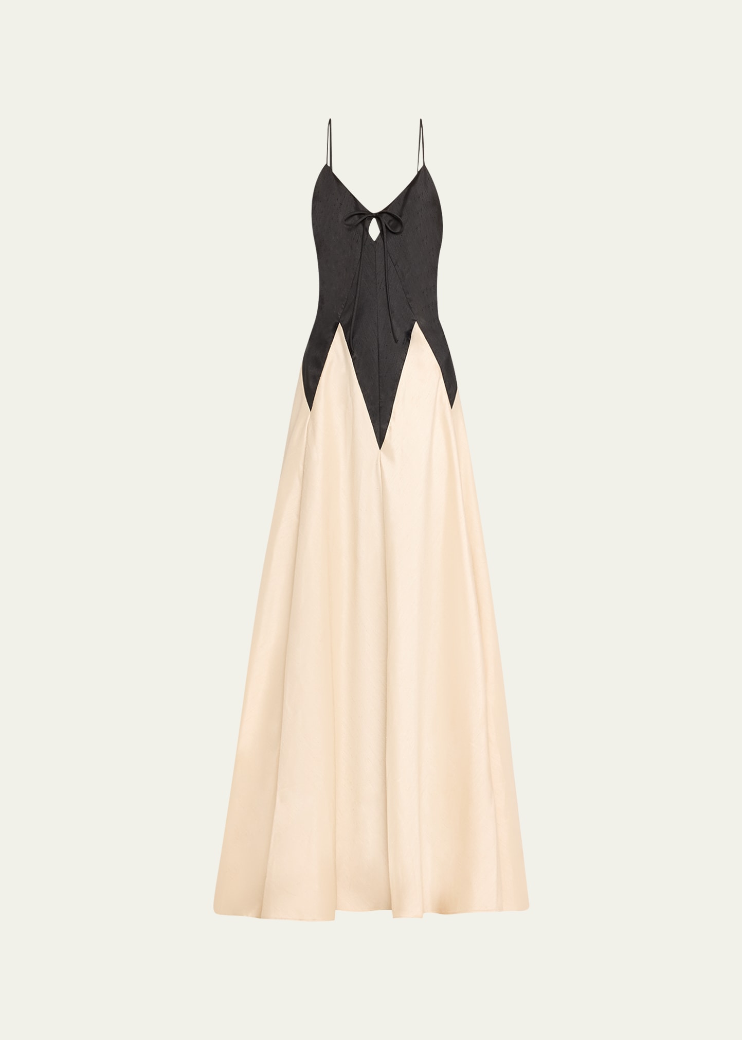Shop Rosie Assoulin Contrast Gown With Tie Front Detail In Black