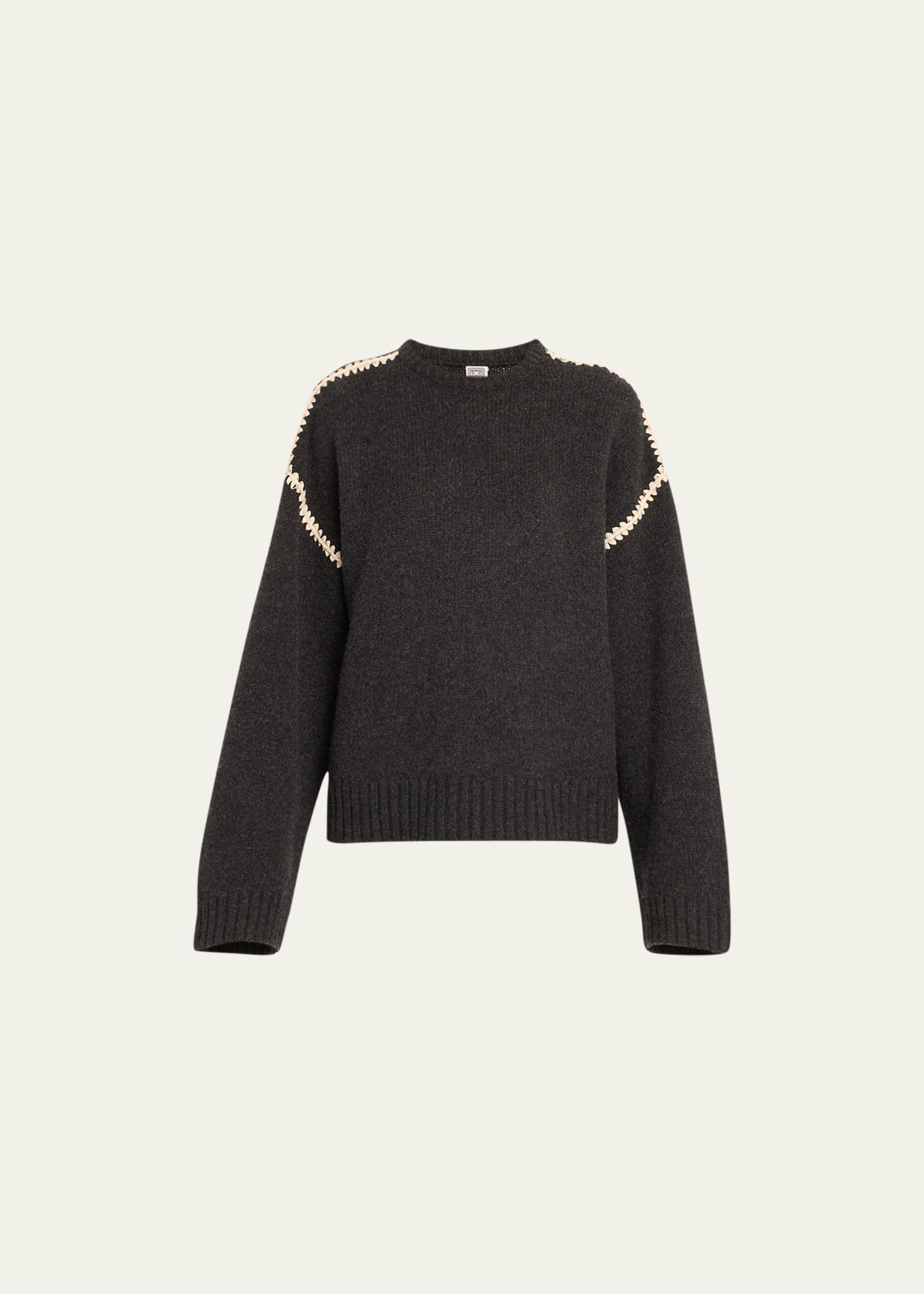 Cashmere-Blend Knit Sweater with Embroidered Detail