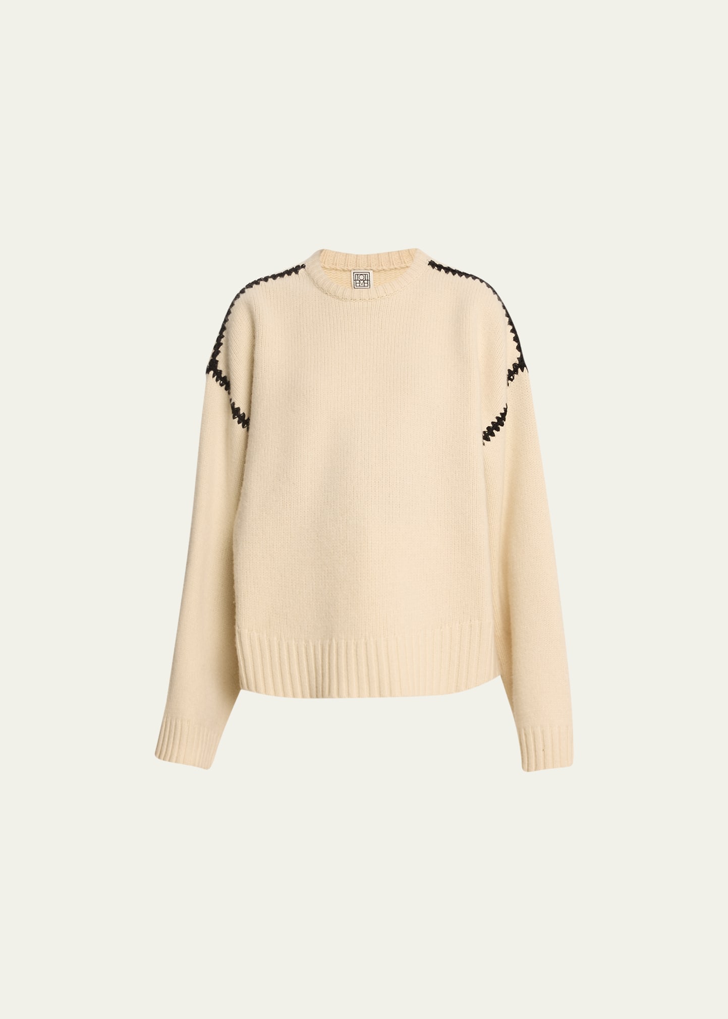 Totême Cashmere-blend Knit Sweater With Embroidered Detail In Open White
