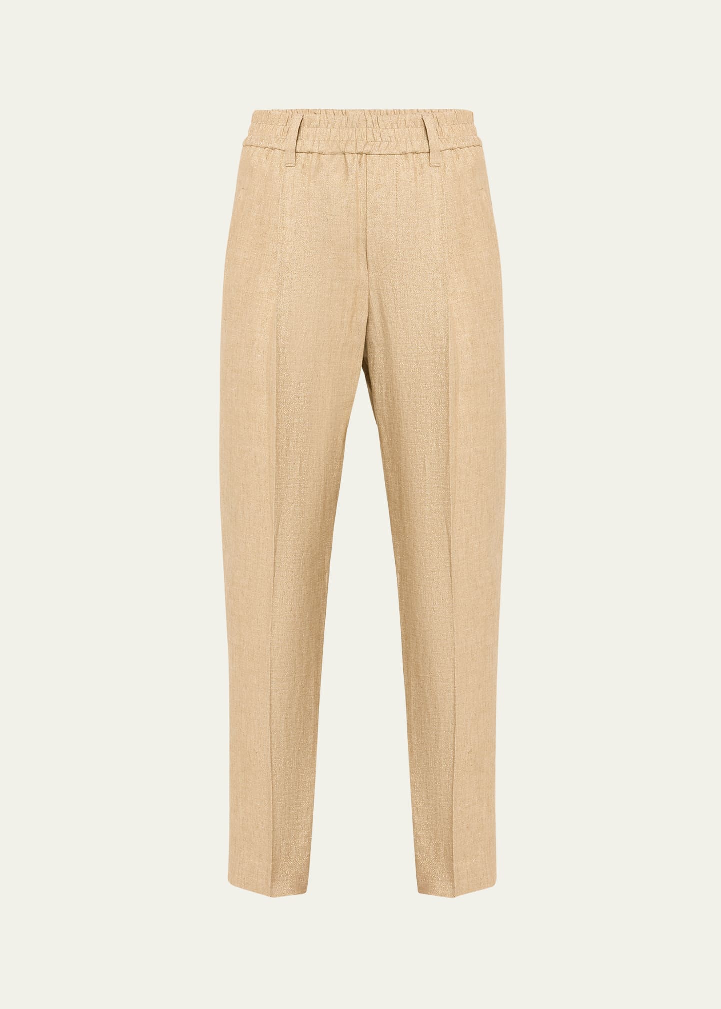 Brunello Cucinelli Two-tone Cuffed Straight-leg Pants In C004 Gold