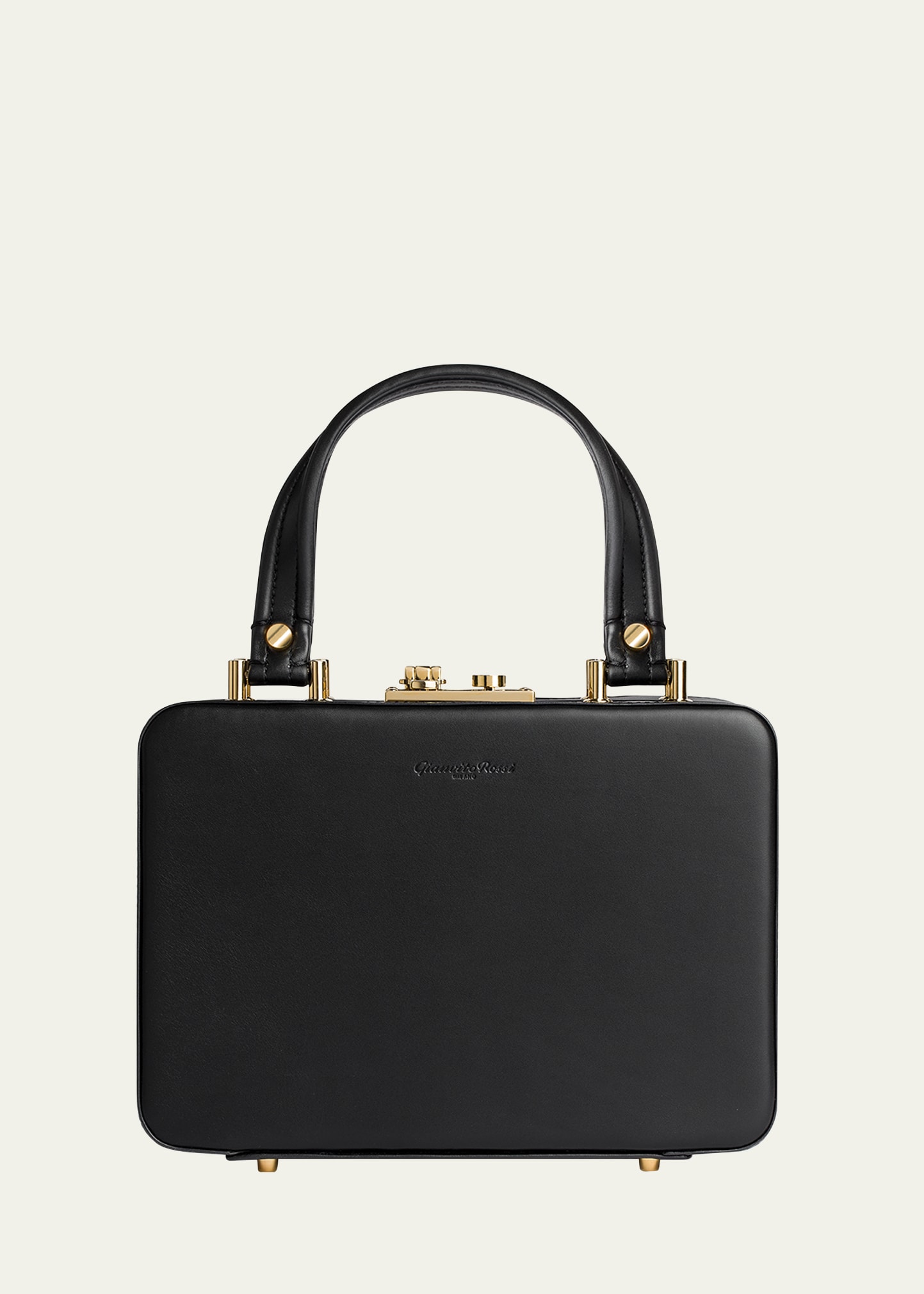 Shop Gianvito Rossi Vali Box Leather Top-handle Bag In Black