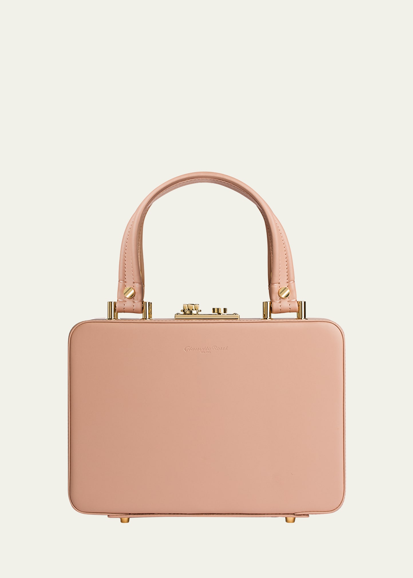 Shop Gianvito Rossi Vali Box Leather Top-handle Bag In Peach