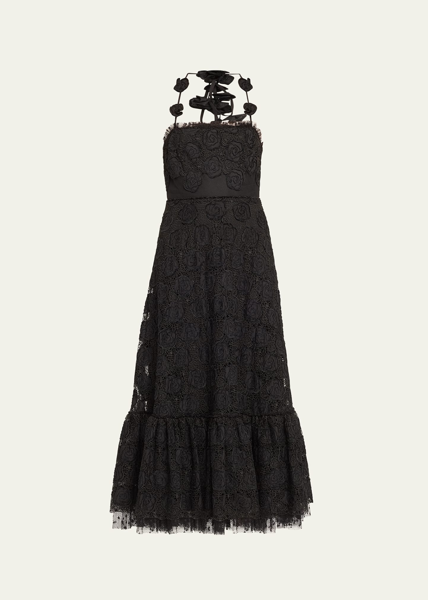 Shop Alexis Villanelle Floral Lace Halter Dress In Black
