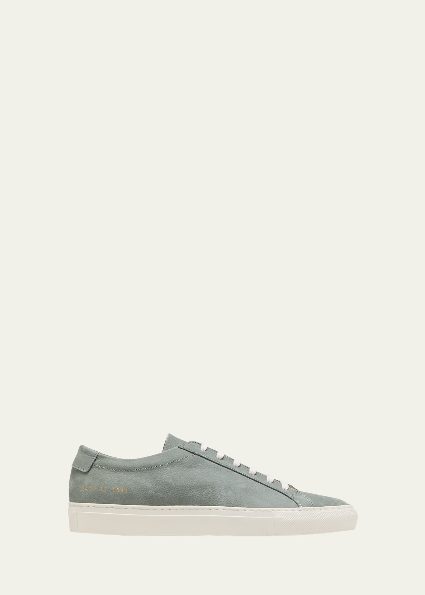 Common Projects Men's Achilles Pebbled Nubuck Low-top Sneakers In Sage