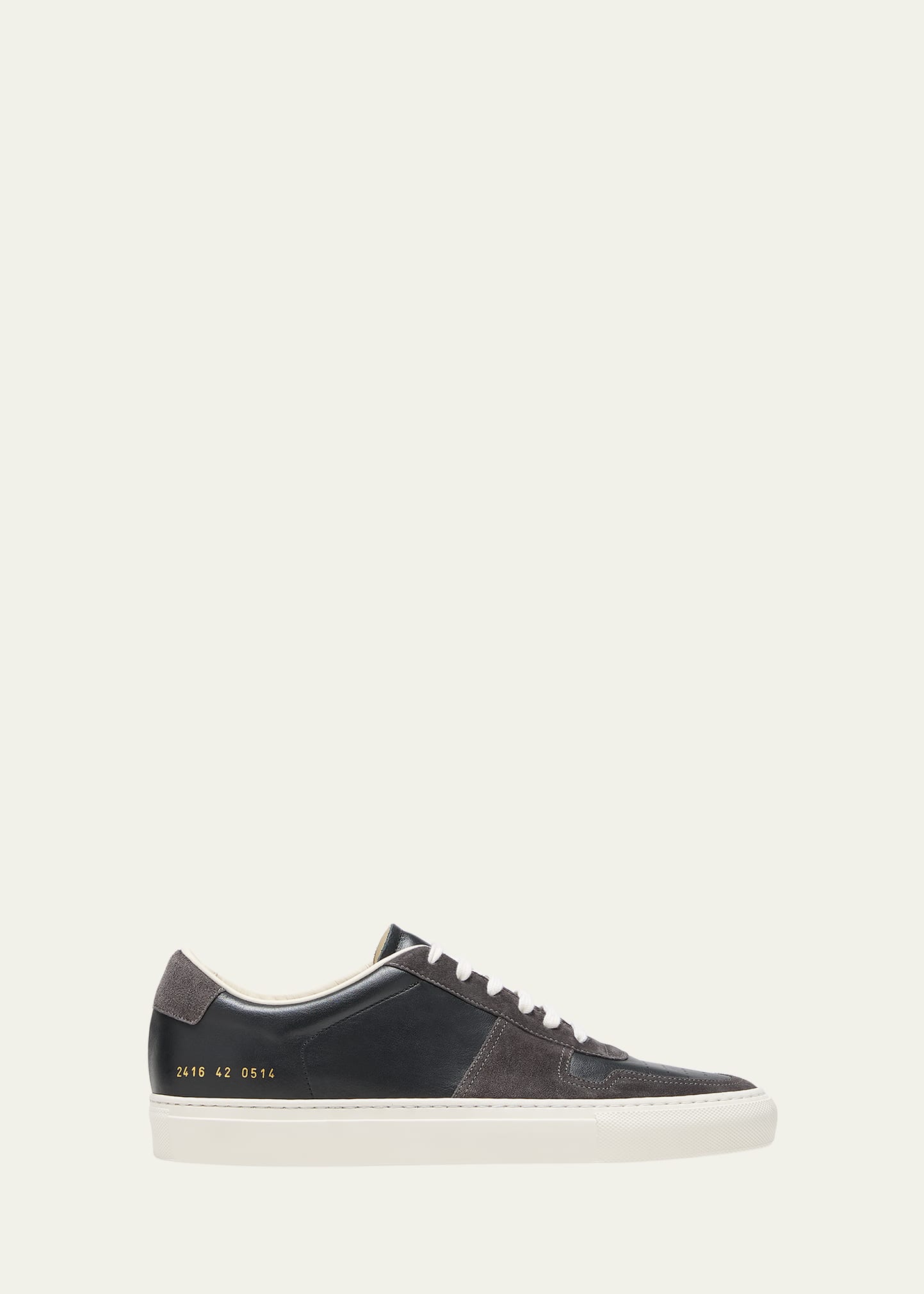 Shop Common Projects Men's Bball Duo Napa And Suede Low-top Sneakers In Charcoal