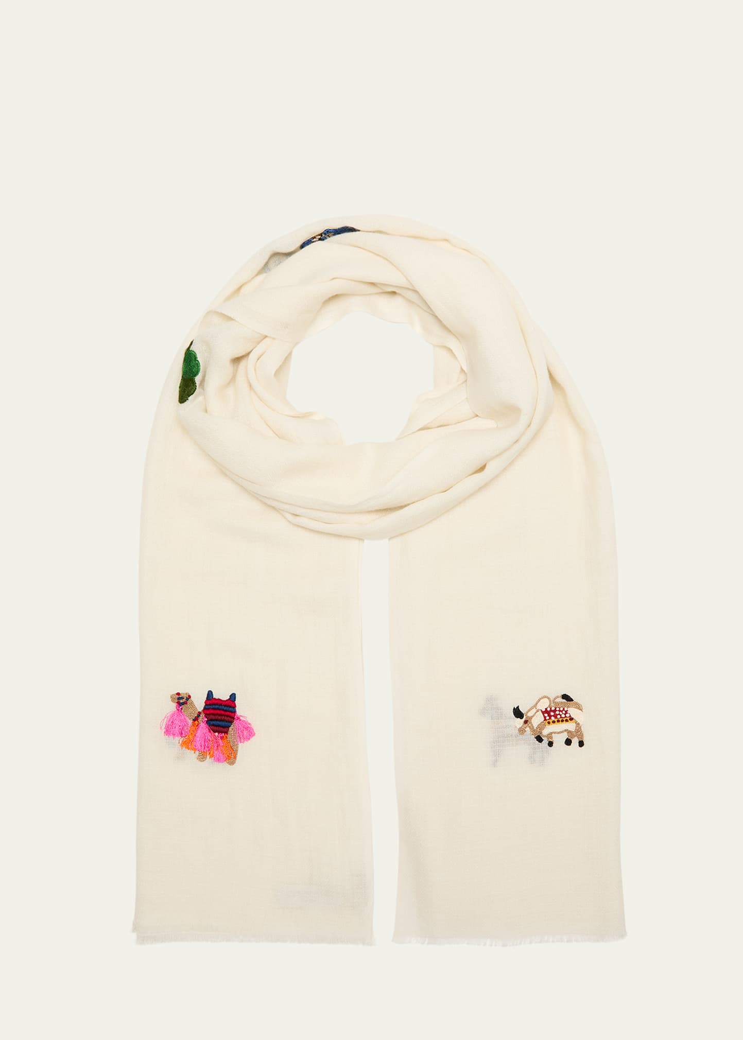 Janavi Heritage Merino Wool Scarf In Ivory