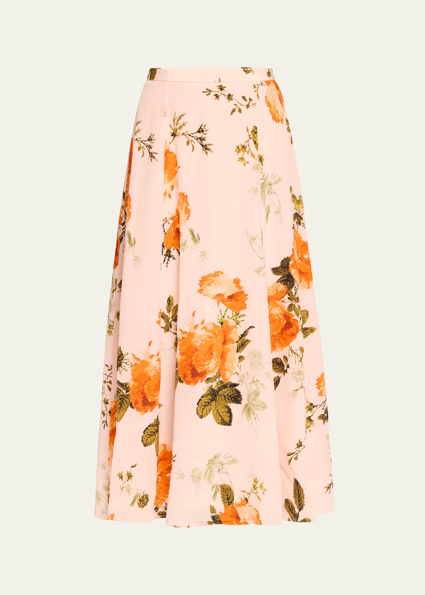 Erdem Floral Print Asymmetric Midi Skirt In Shell Pink