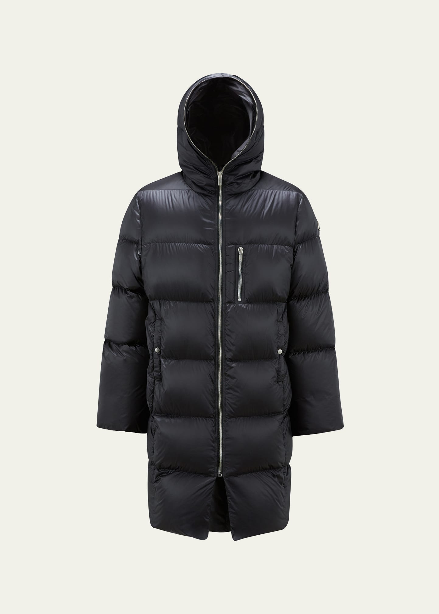 Shop Moncler Genius X Moncler Men's Hooded Gimp Long Puffer Coat In Black