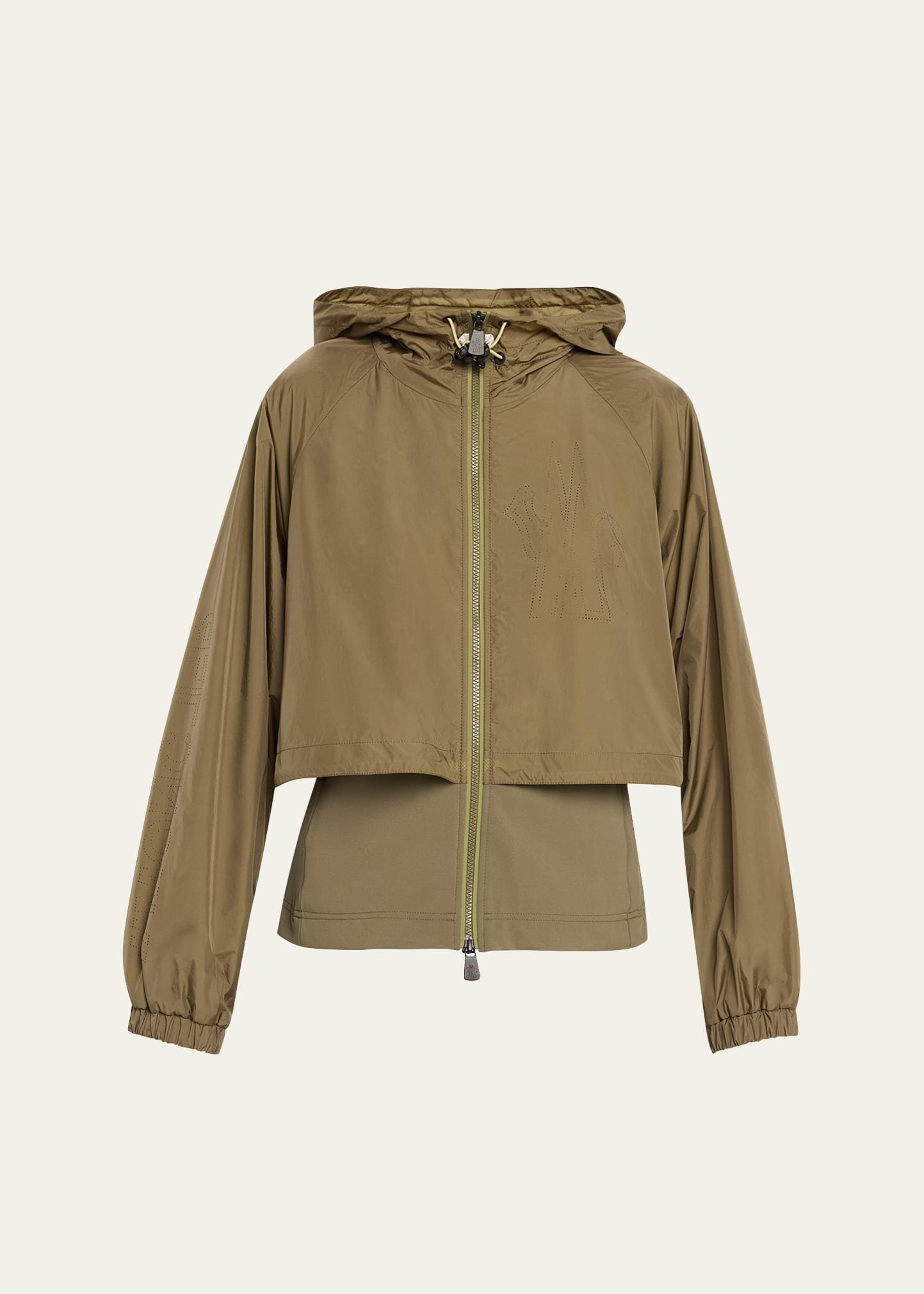 Moncler Windproof Technical Jersey Zip-up Hoodie In Dark Green