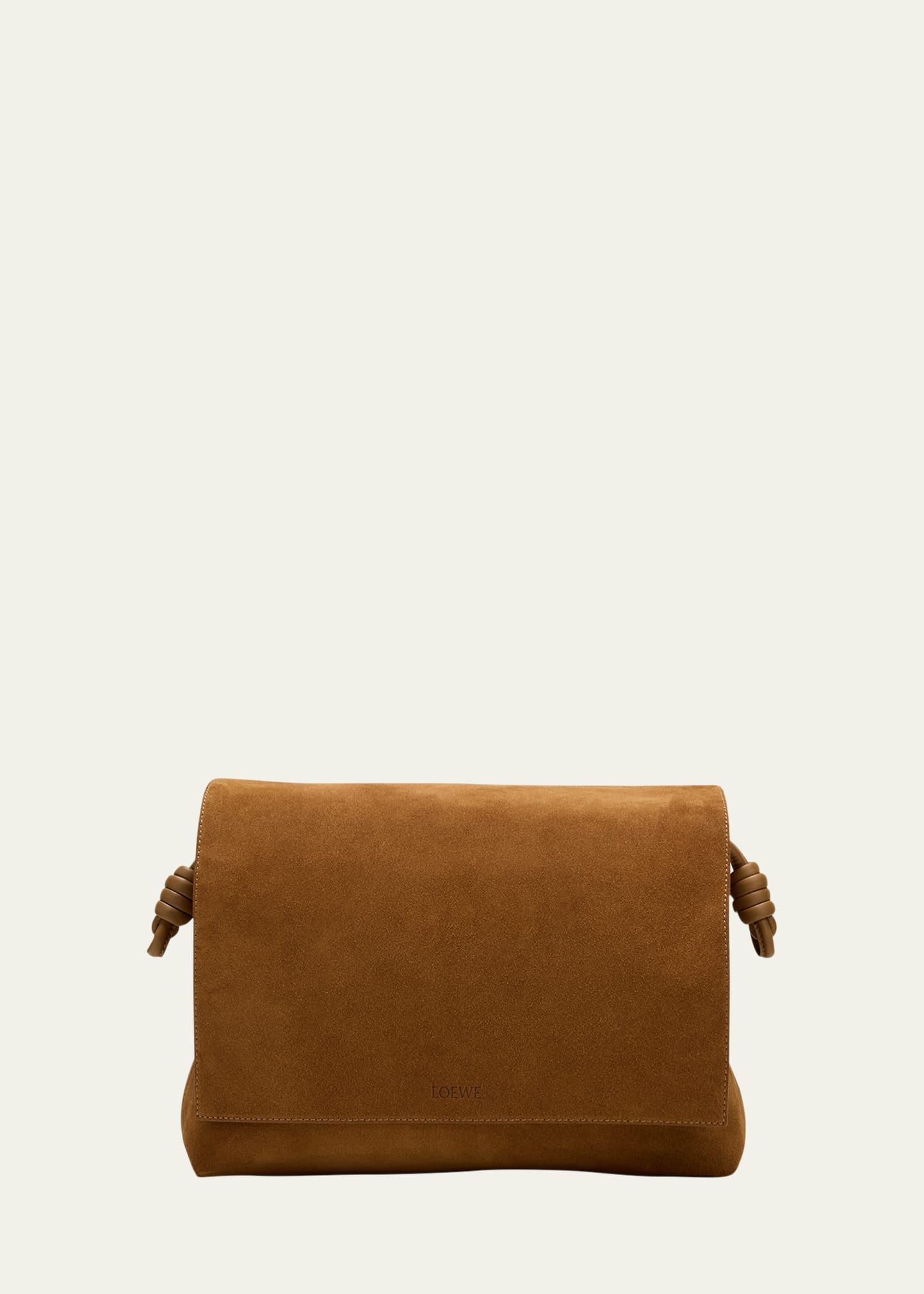 Loewe Flamenco Satchel In Suede Leather In Tobacco