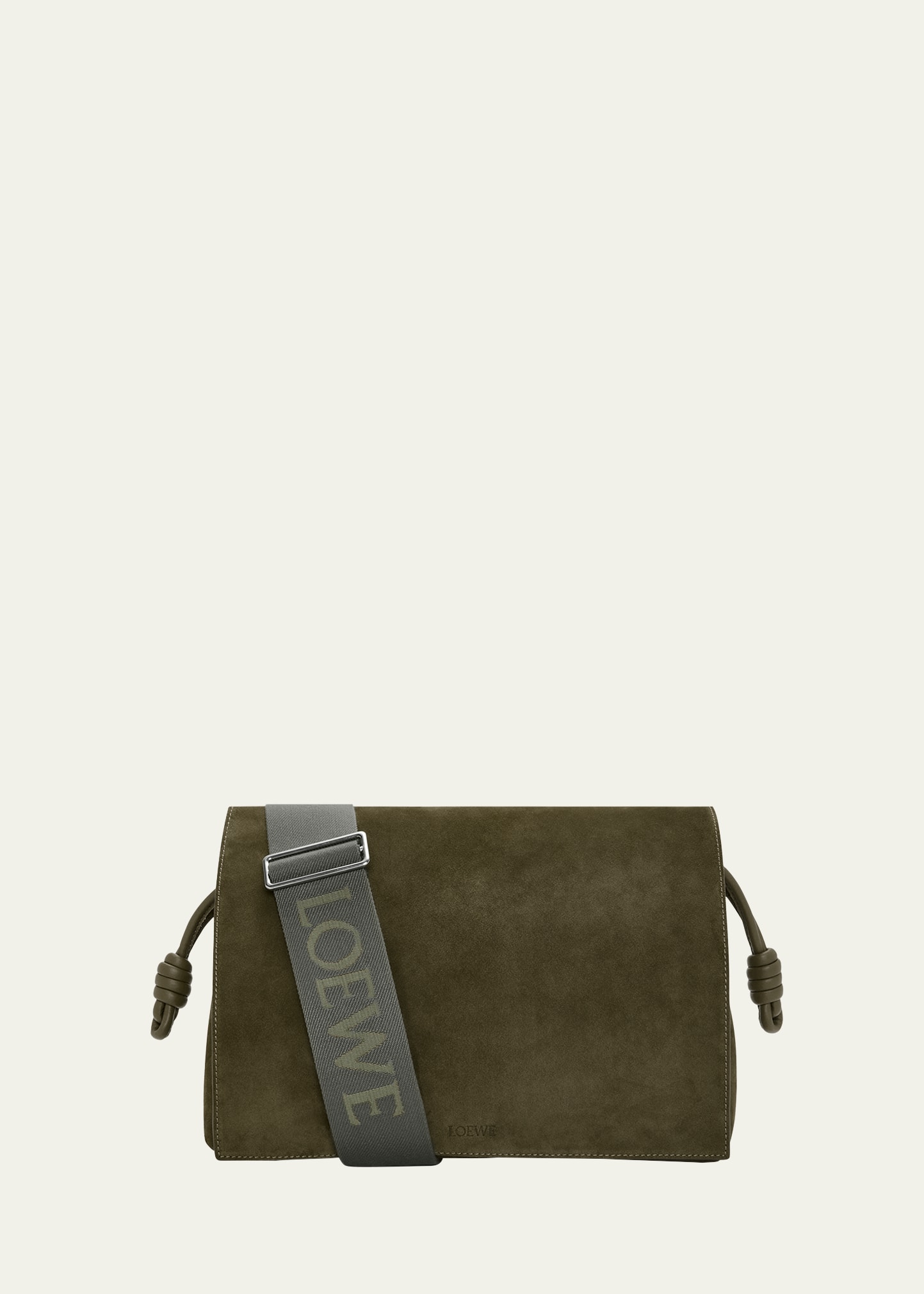 Loewe Flamenco Satchel In Suede Leather In Olive