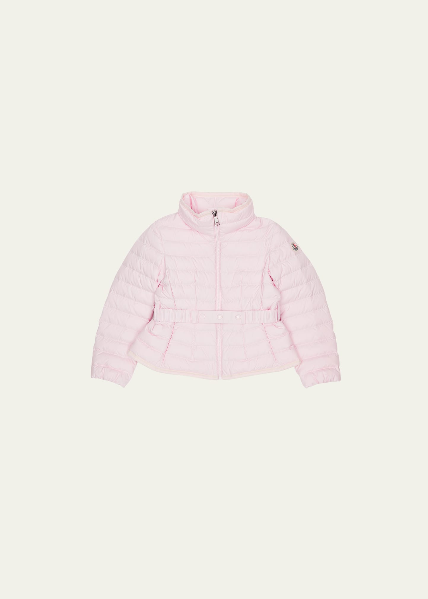 Shop Moncler Girl's Dinka Nipped-waist Puffer Jacket In Pink