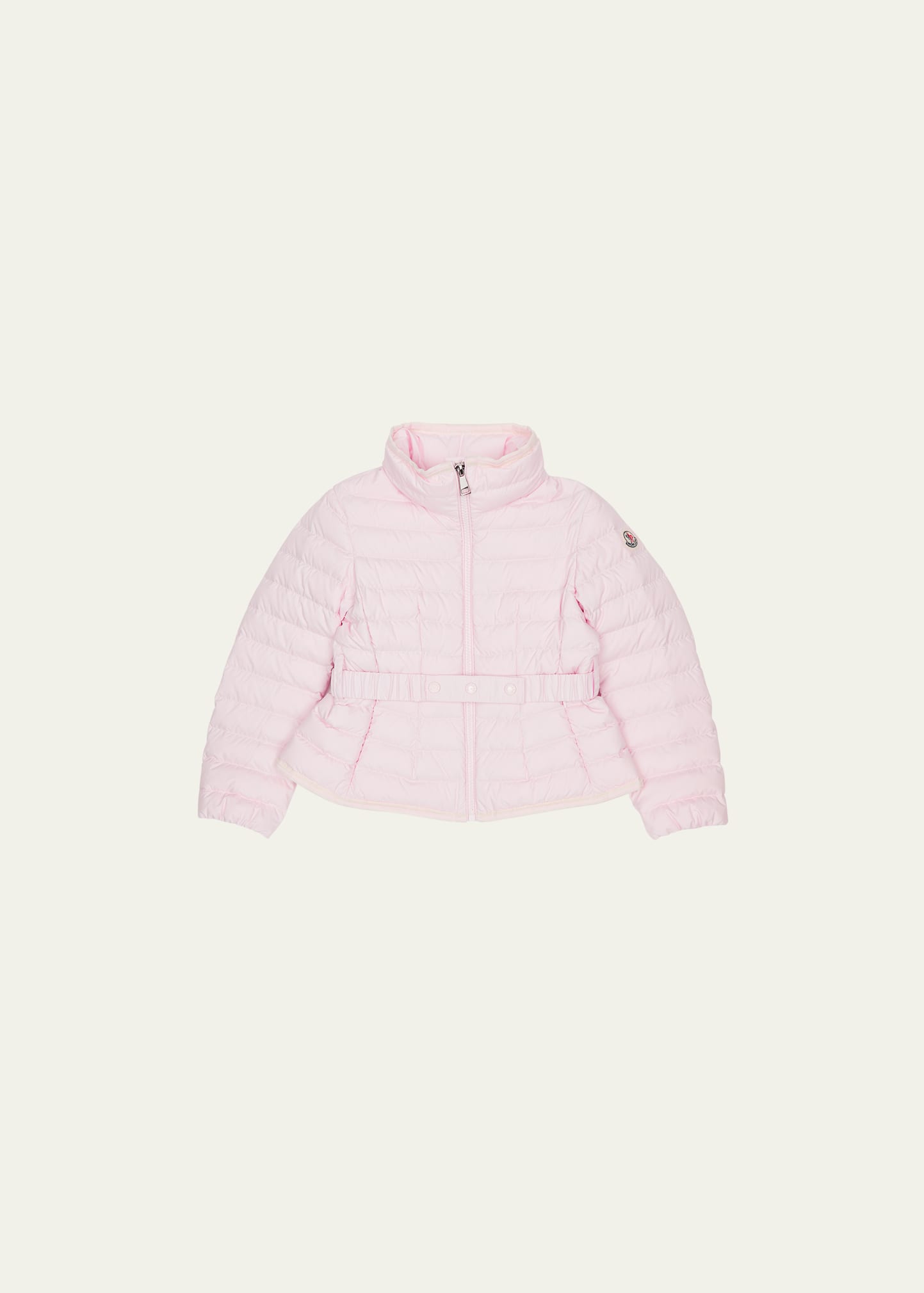 Moncler Kids' Girl's Dinka Jacket Belted Down Jacket In Pink