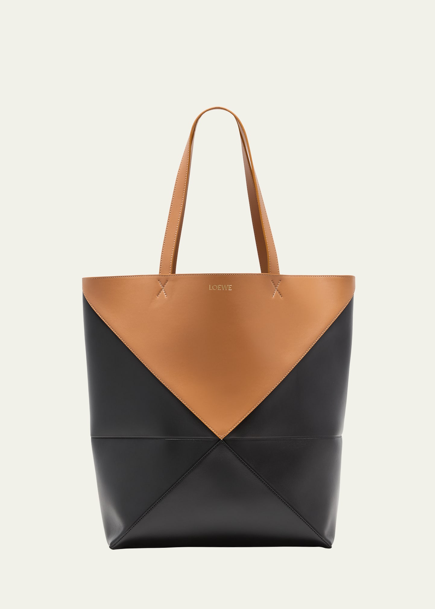 Loewe Puzzle Large Two-tone Leather Tote Bag In Black