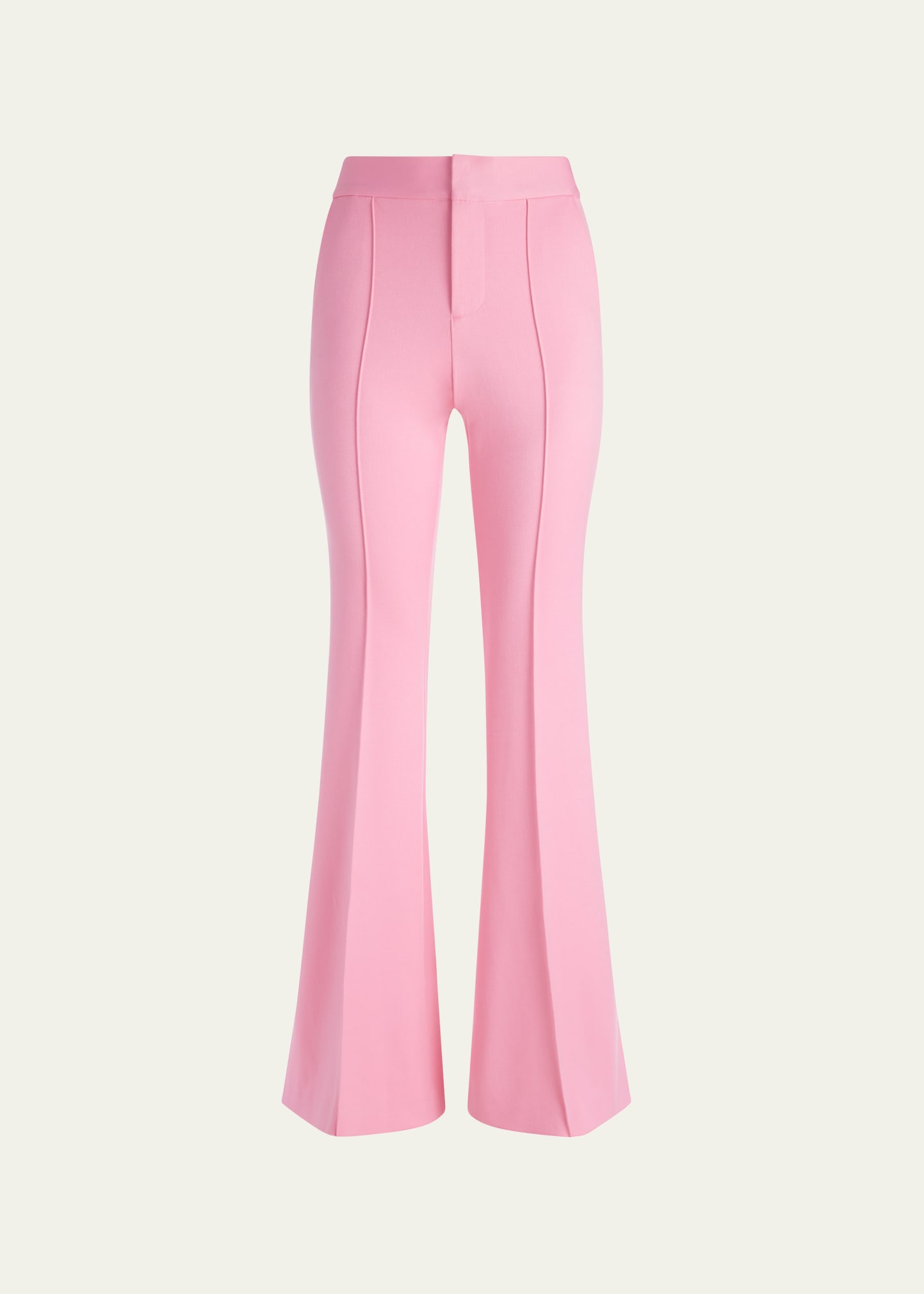 Shop Alice And Olivia Danette Mid-rise Flare Trousers In Cherry Blossom