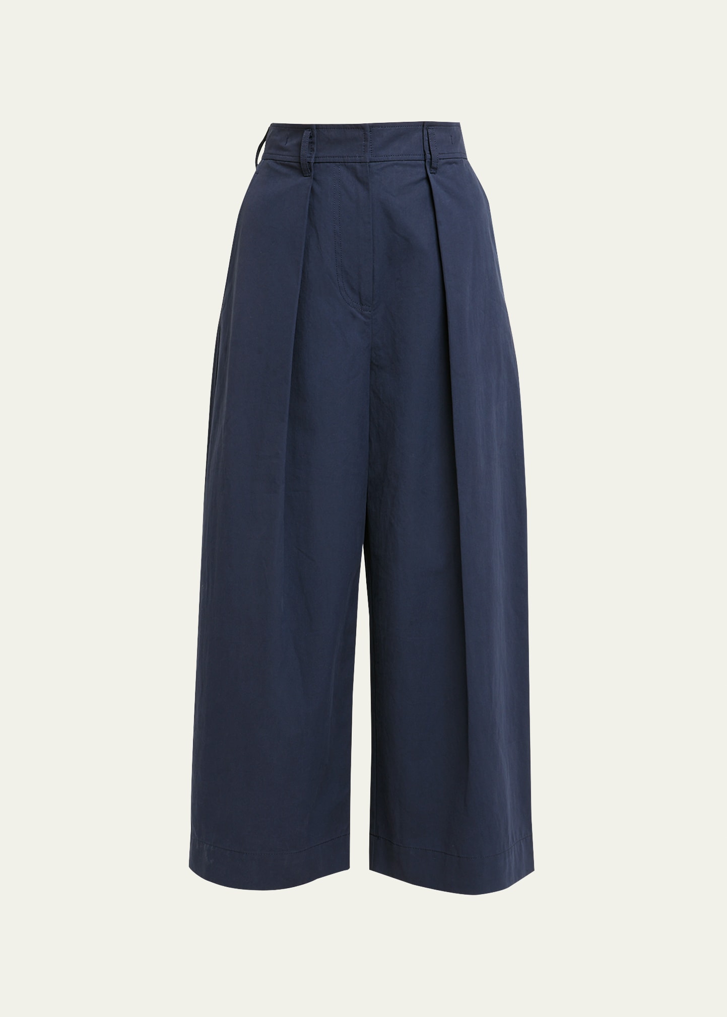 Ulla Johnson Emery Wide-leg Cropped Cotton Pant In 蓝色
