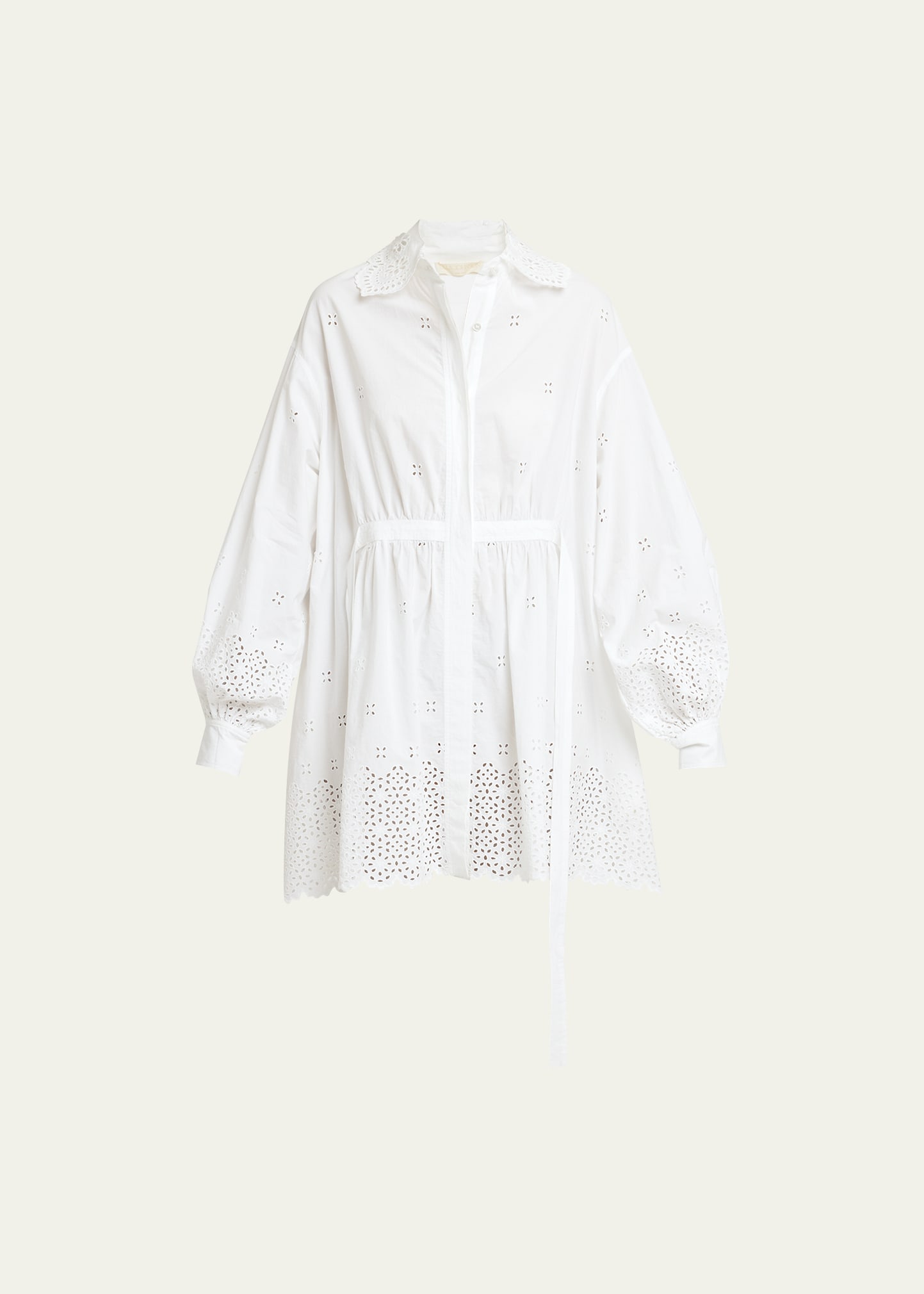Ulla Johnson Gemma Broderie Anglaise Mini Shirt Dress In Cowrie